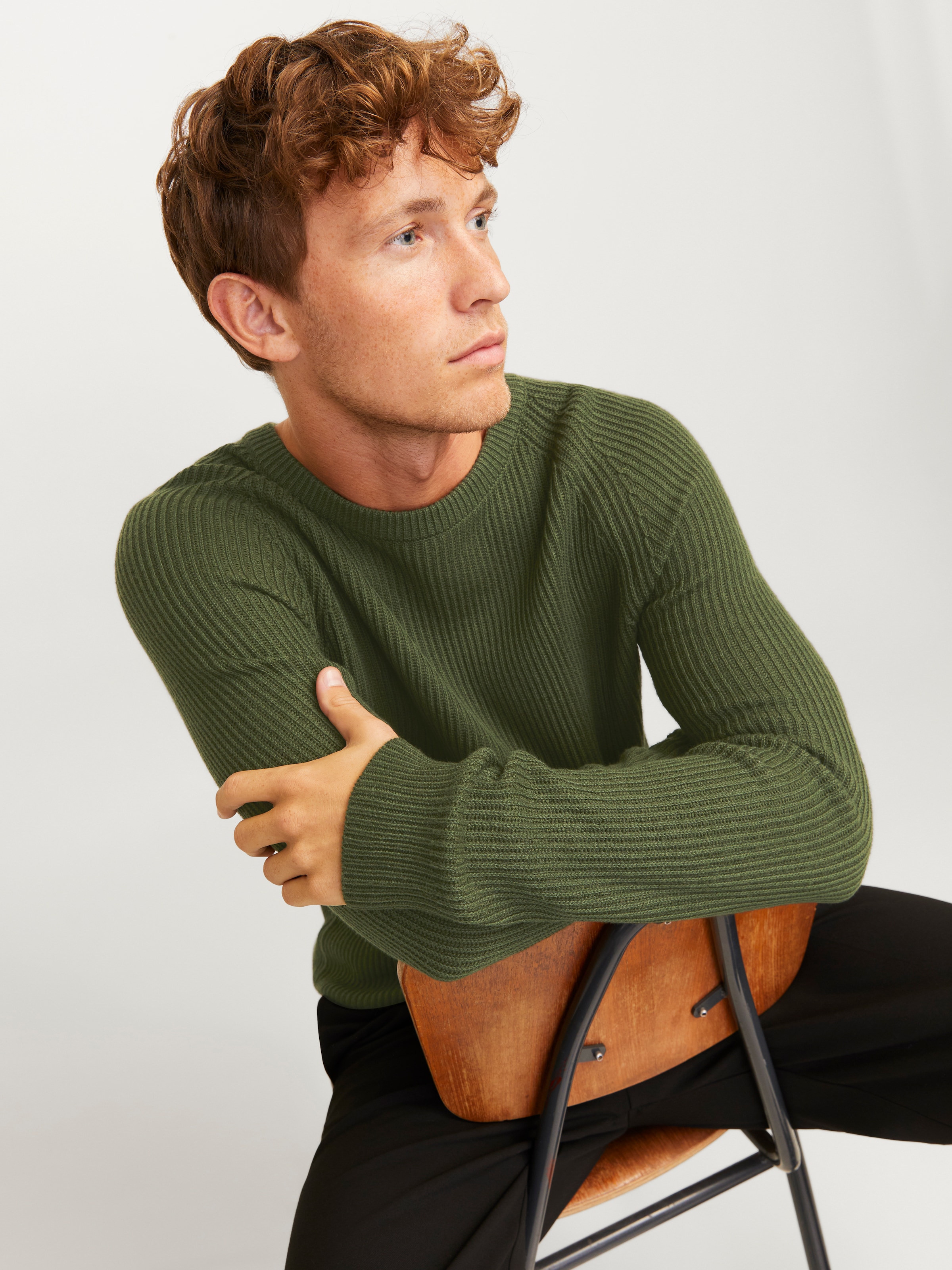 Jack & Jones Rundhalspullover »JJPANNEL KNIT CREW NECK AW24«