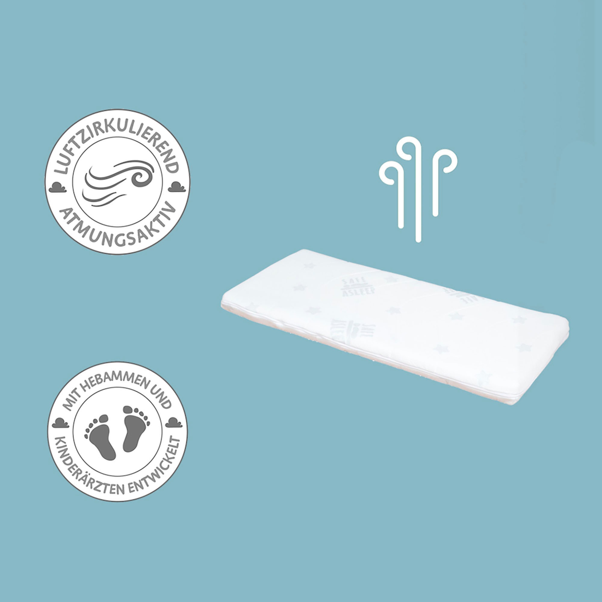 roba® Stubenbett »Safe Asleep® 2in1, taupe, Little Stars«, mit 4 Rollen, Matratze, Nestchen und Sicherheitsbarriere