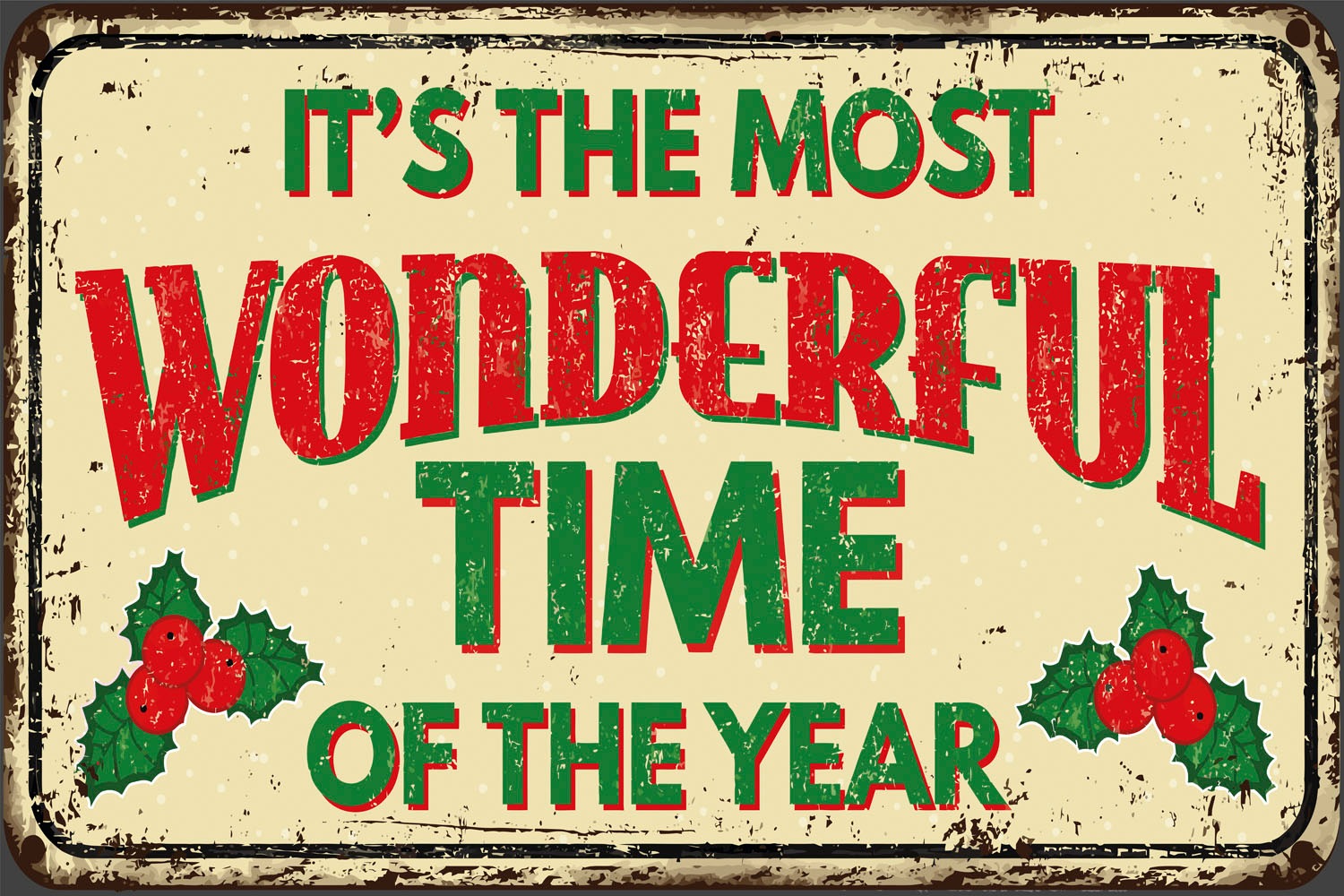 queence Metallbild »Wonderful Time«, Schriftzüge-Schriftzug-Sprüche-Sprüche & Texte-Weihnachten, (1 St.), Stahlschilder