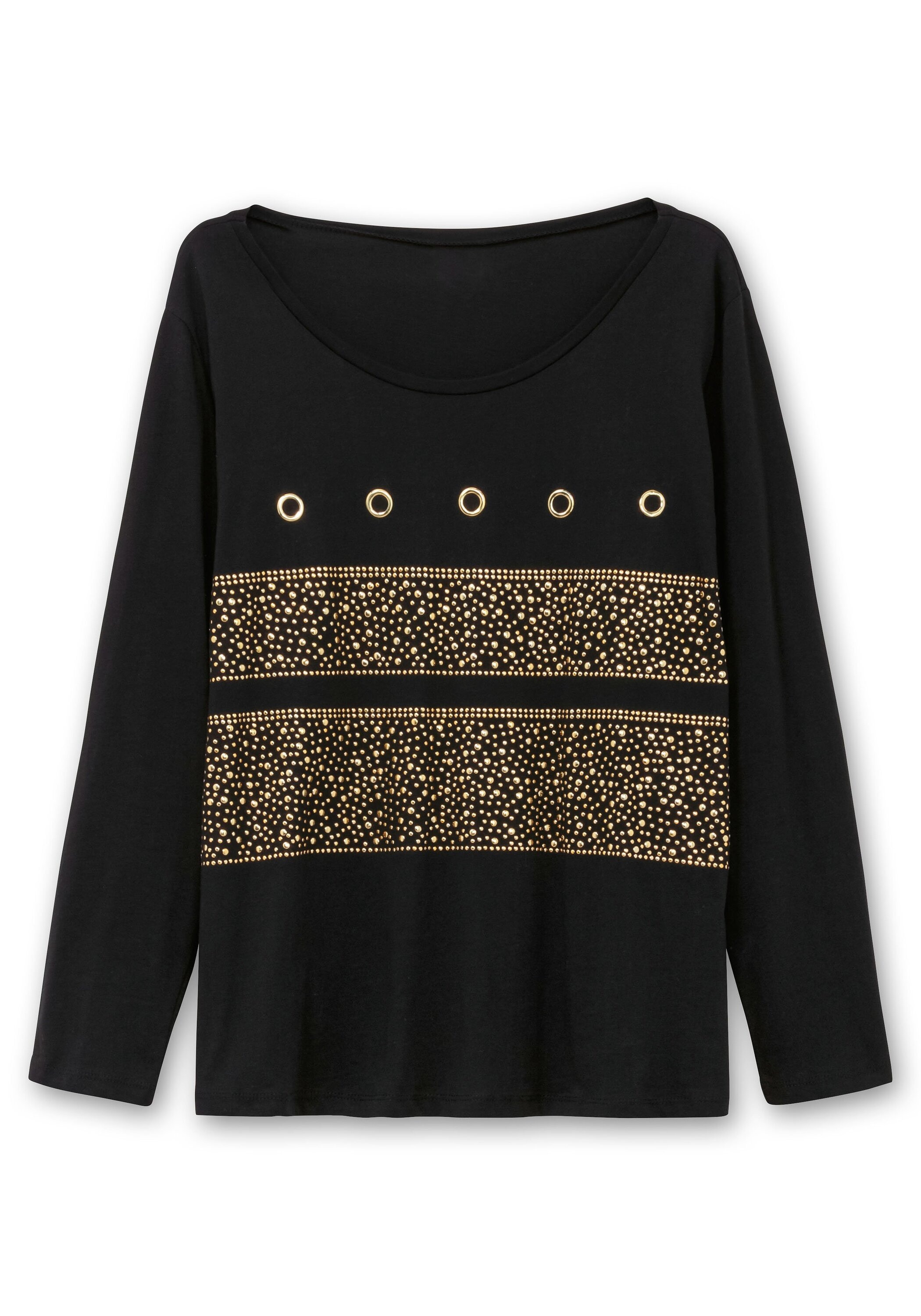 Sheego Langarmshirt »Langarmshirt mit Ösen- und Nietenverzierung«, mit Ösen- und Nietenverzierung