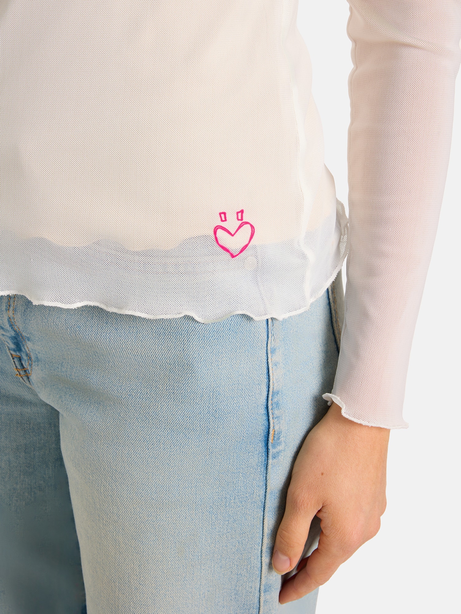 Lieblingsstück Langarmshirt »FridaL« aus Mesh, gerüschter Kragen