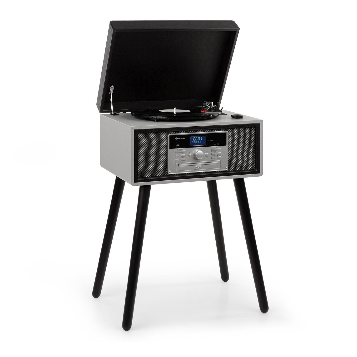 Auna Plattenspieler 33/45/78 U/min CD DAB+ UKW BT USB