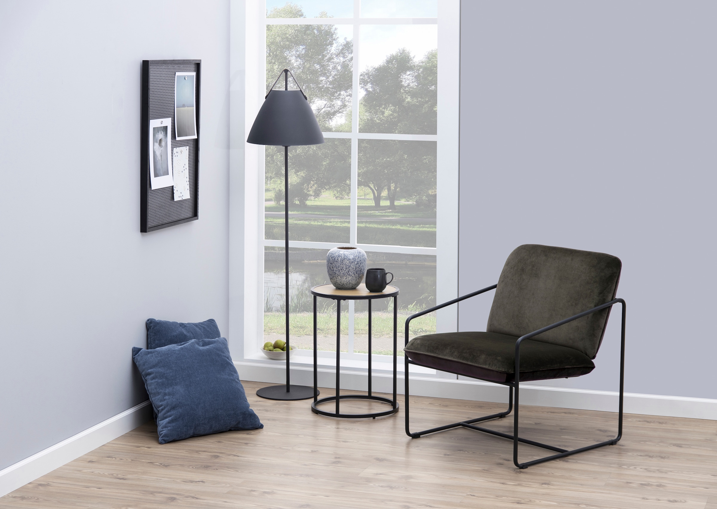 ACTONA GROUP Beistelltisch, Metallgestell im modernen Industrie-Look, rund, T: 40 x H: 55 cm