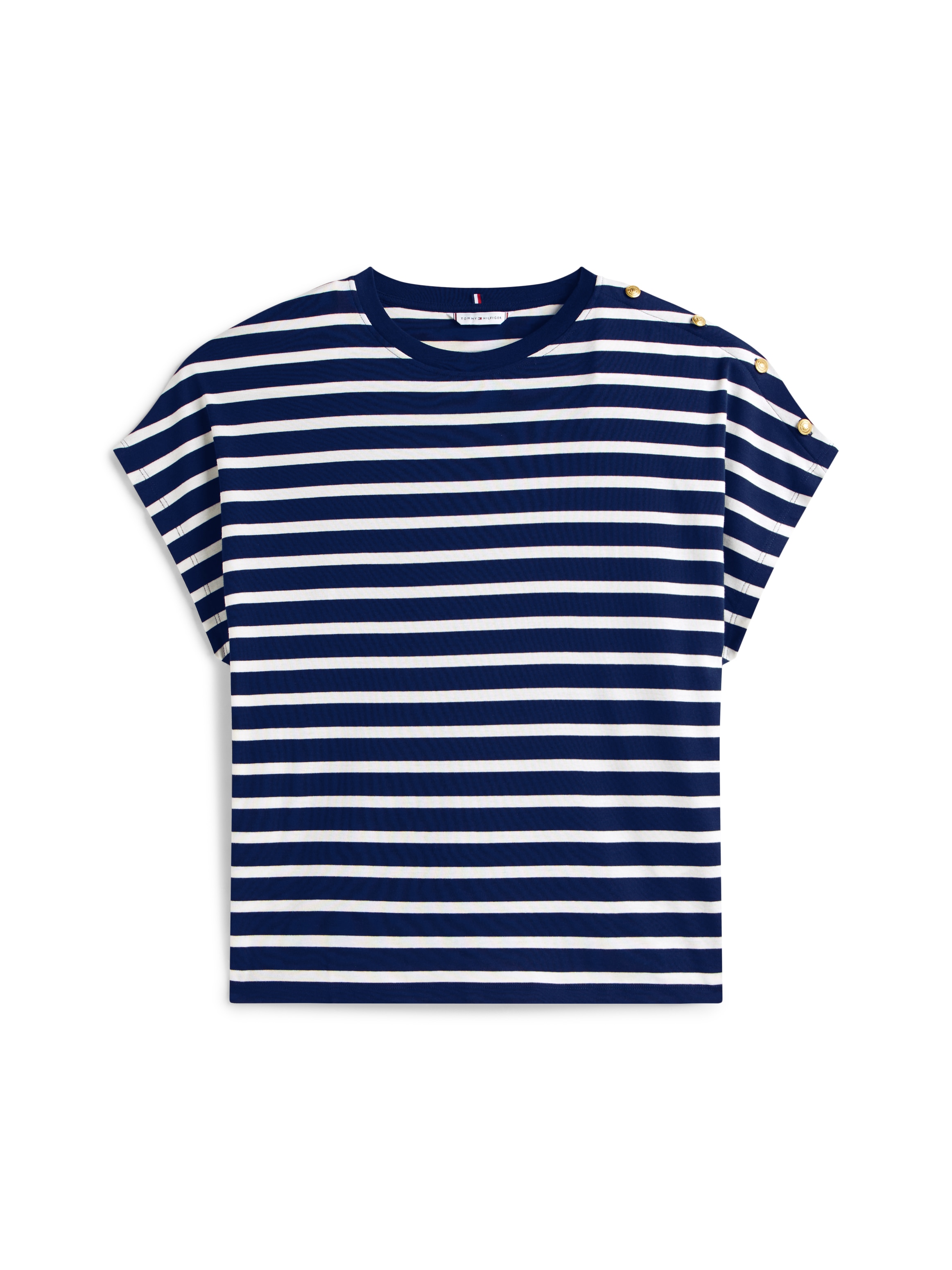 Tommy Hilfiger Curve Kurzarmshirt »CRV GOLD BUTTON SS TEE«, in großen Größen