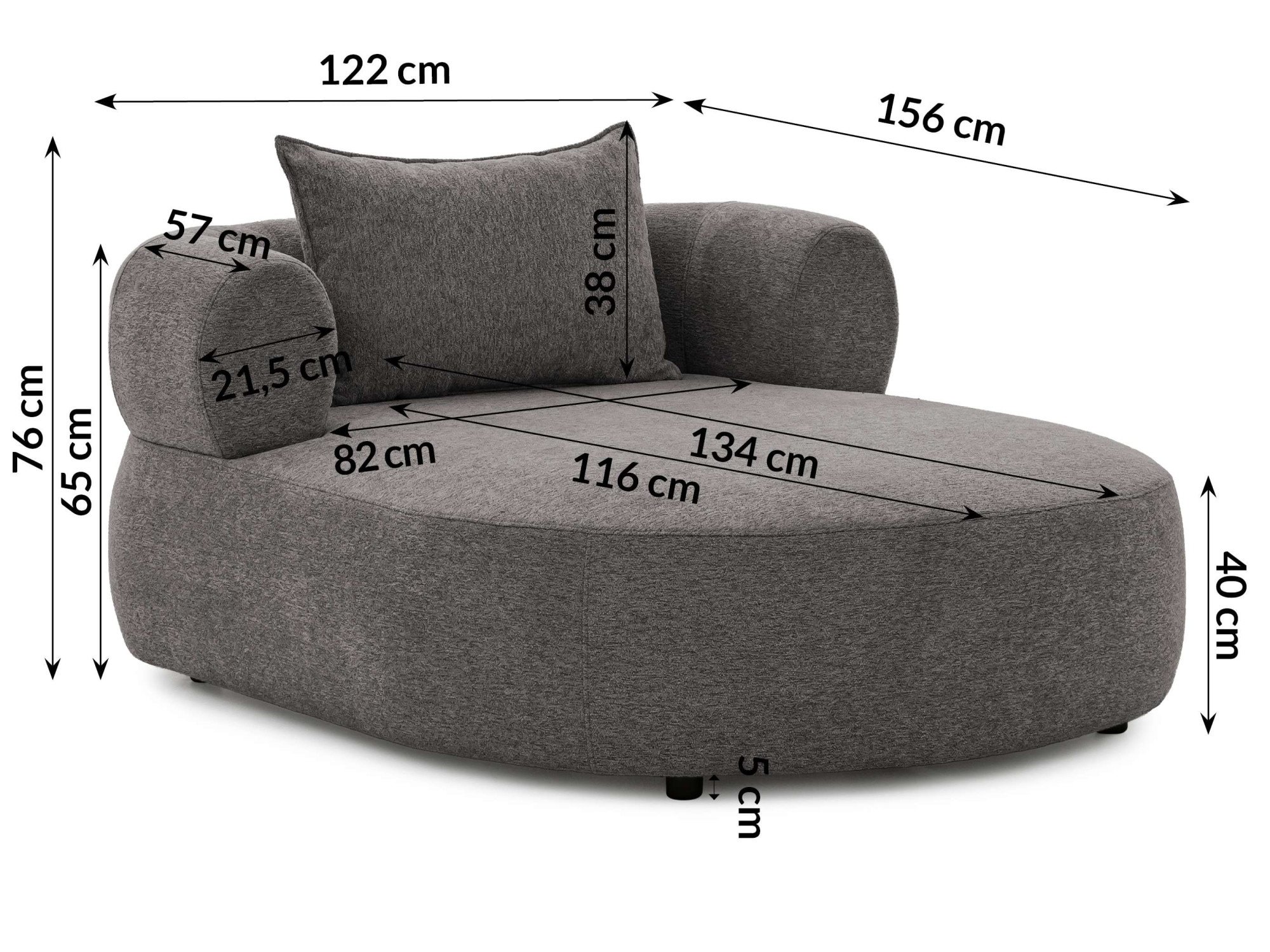 Home affaire XXL-Sessel »LUSSAC Loveseat extra tief, große Sitzfläche, Maße B/T/H: 123/158/78cm« hoher Sitzkomfort und modernes Design, Sofa ohne Bettfunktion