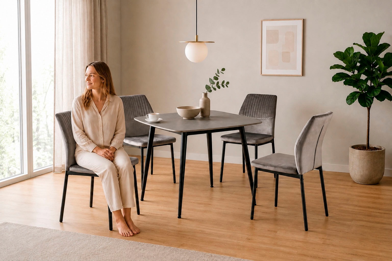 OTTO home Esstisch »Nora« 1 Stk. tlg. organisch-quadratischer Tisch 90x90cm in Sinterstein-Keramikoptik