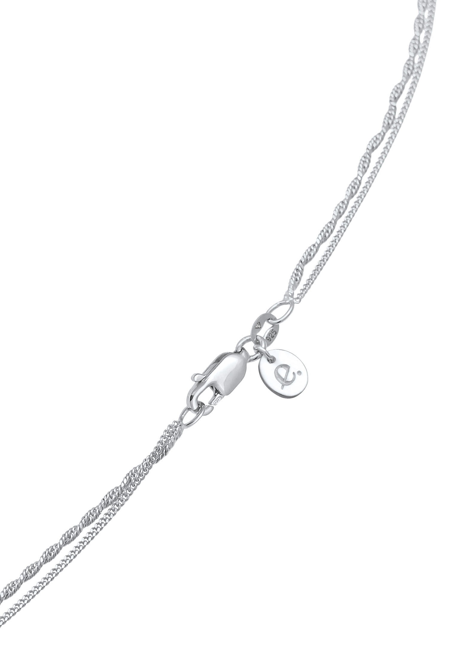 Elli Premium Silberkette »Halskette Layer Kordel Panzerkette Plättchen 925er Silber«