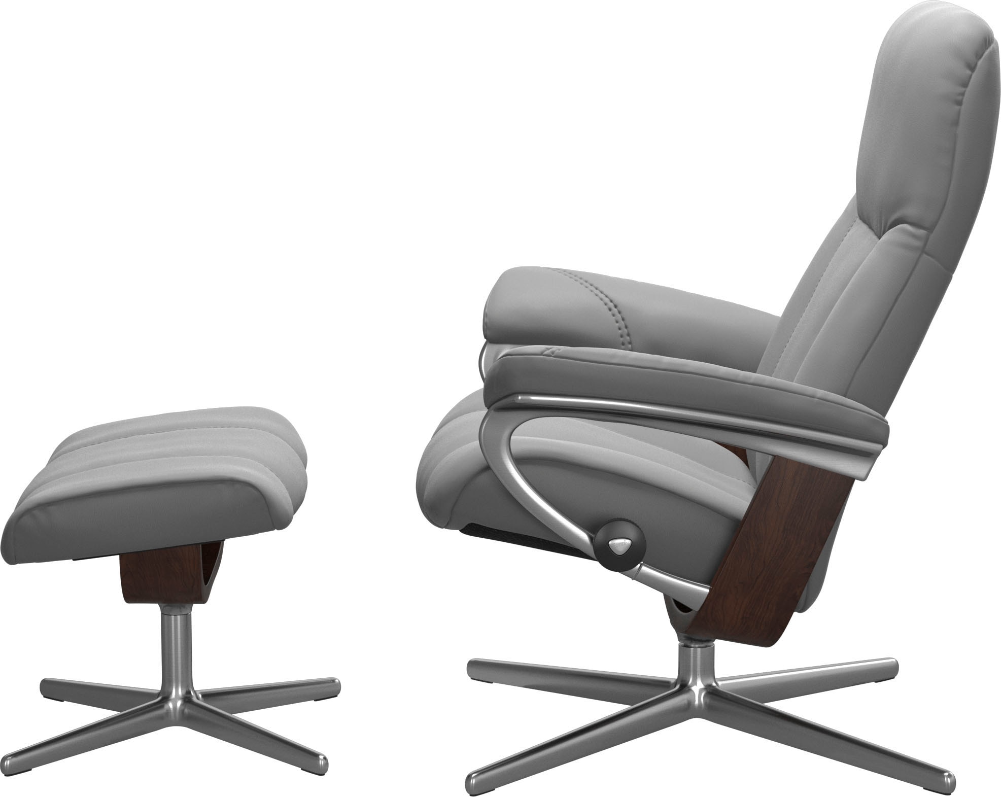 Stressless® Relaxsessel »Consul« Set, Relaxsessel mit Hocker,  mit Hocker, mit Cross Base, Größe S, M & L, Holzakzent Braun