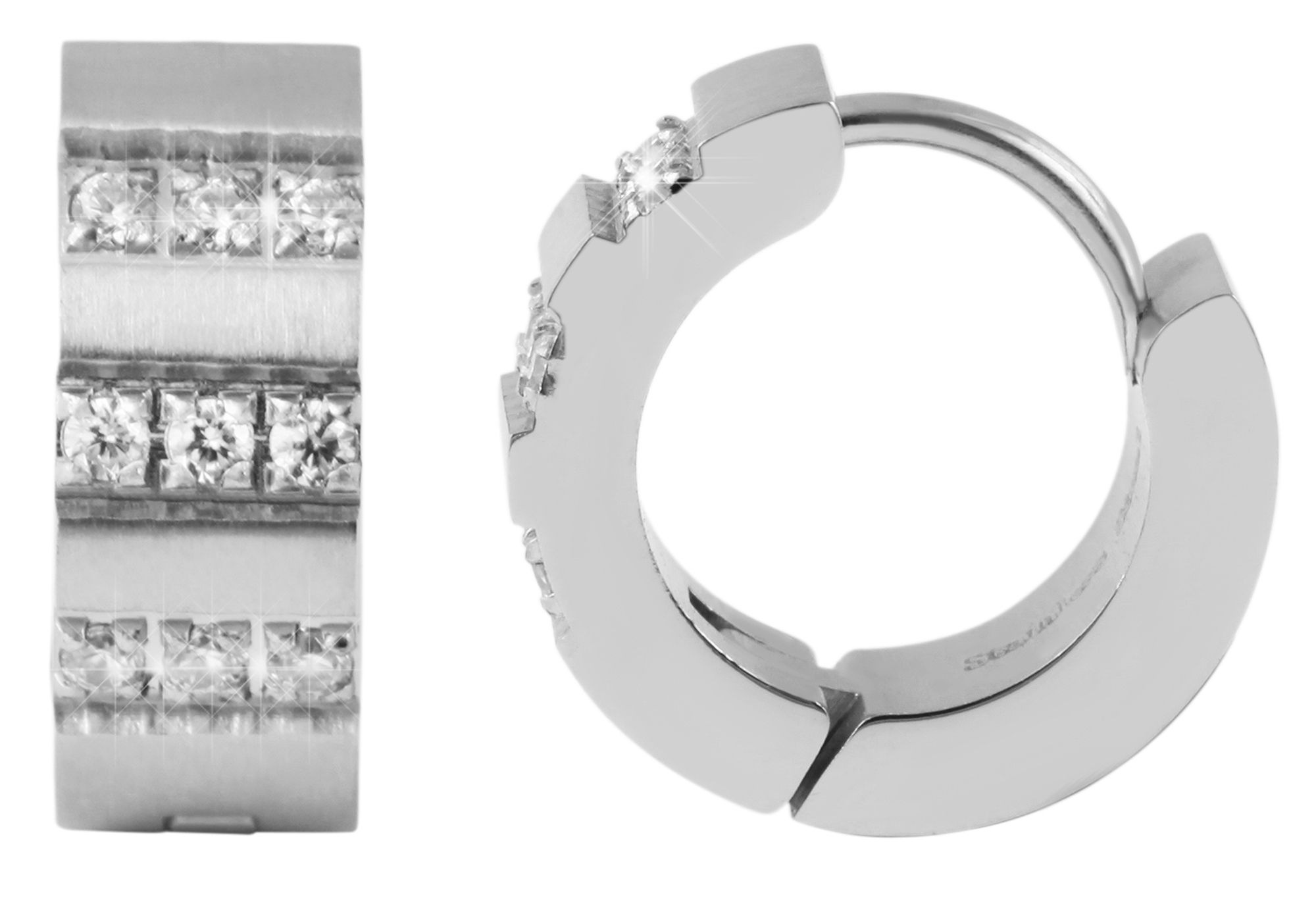 Adelia´s Paar Creolen »Damen Ohrringe ¿ Klappcreole aus Edelstahl mit Strass Steinchen«