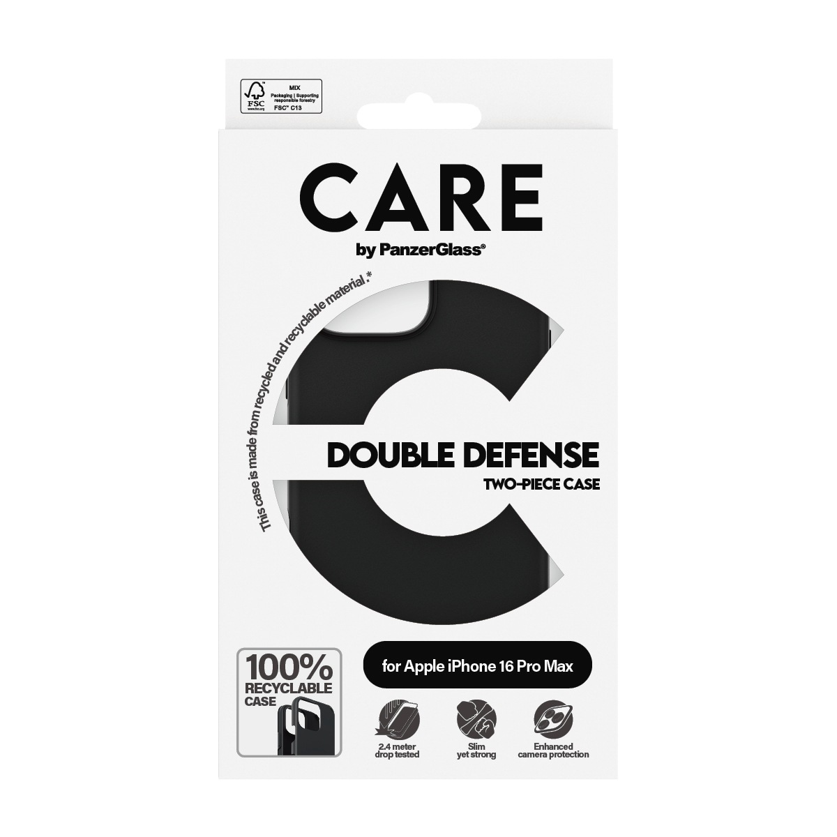 CARE by PanzerGlass Handyhülle »Double Defence Case für Apple iPhone 16 Pro Max«, Backcover, Schutzhülle, Handyschutzhülle, Case, Schutzcase, stoßfest