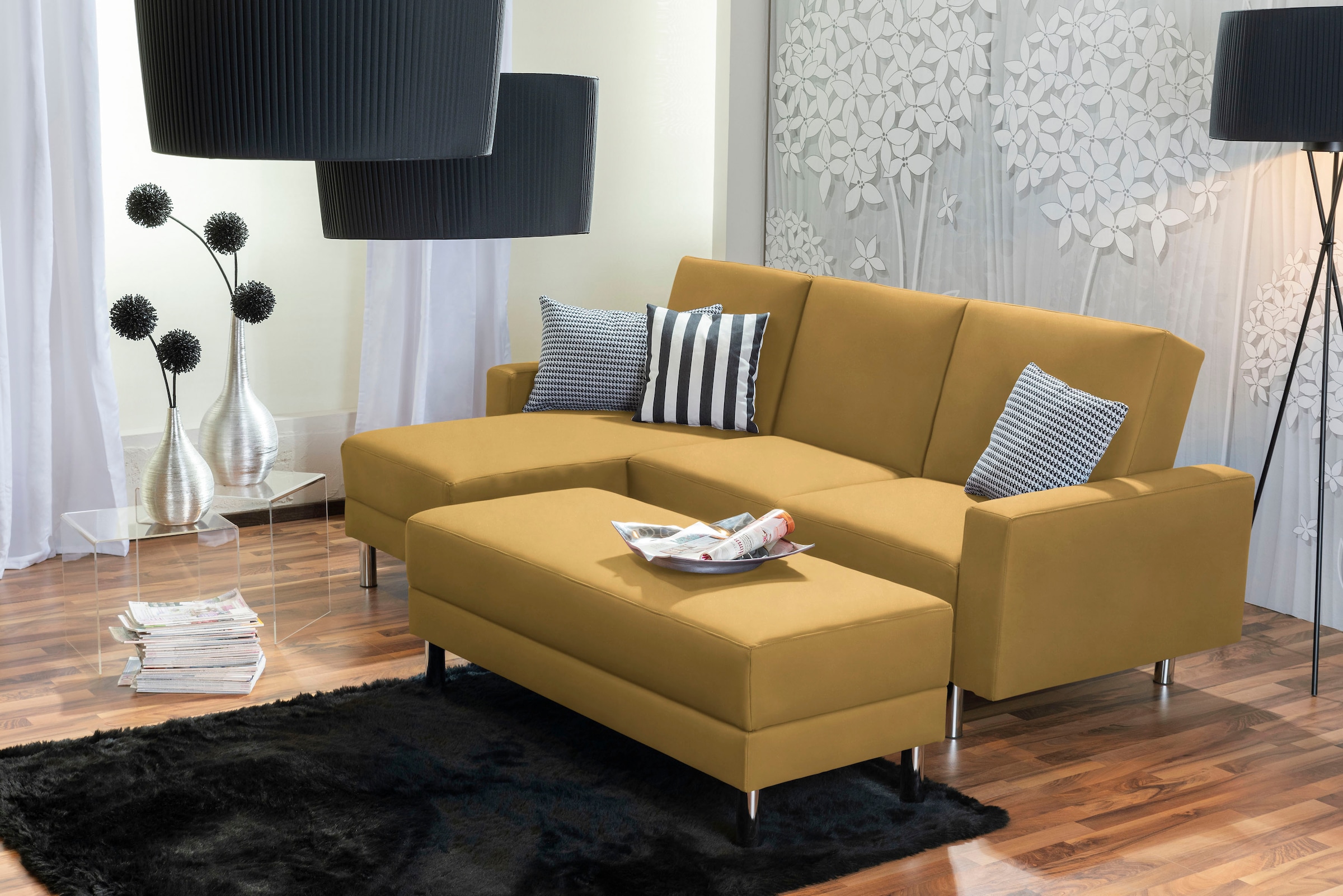 Max Winzer® Schlafsofa »Just Fresh modernes kubisches Sofa, Rückenverstellung für Sitzkomfort«, Recamiere links oder rechts montierbar, elegante Metallfüße