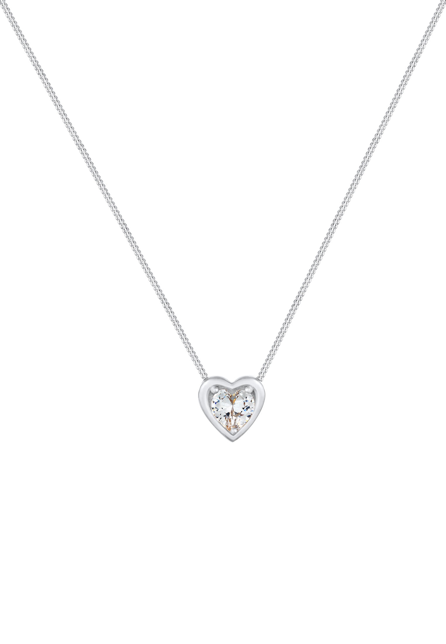 Elli Silberkette »Halskette Anhänger mit Herz Love Zirkonia 925 Silber«