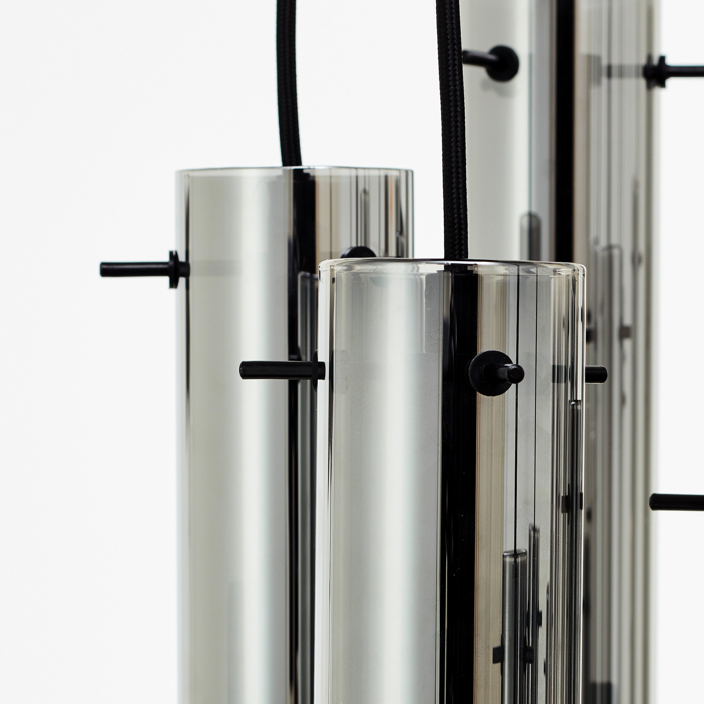 Brilliant Pendelleuchte »Glasini«, 14 flammig, Leuchtmittel E14 | ohne Leuchtmittel, 199 x 52 cm, 14 x E14, kürzbar, Metall/Rauchglas, matt schwarz