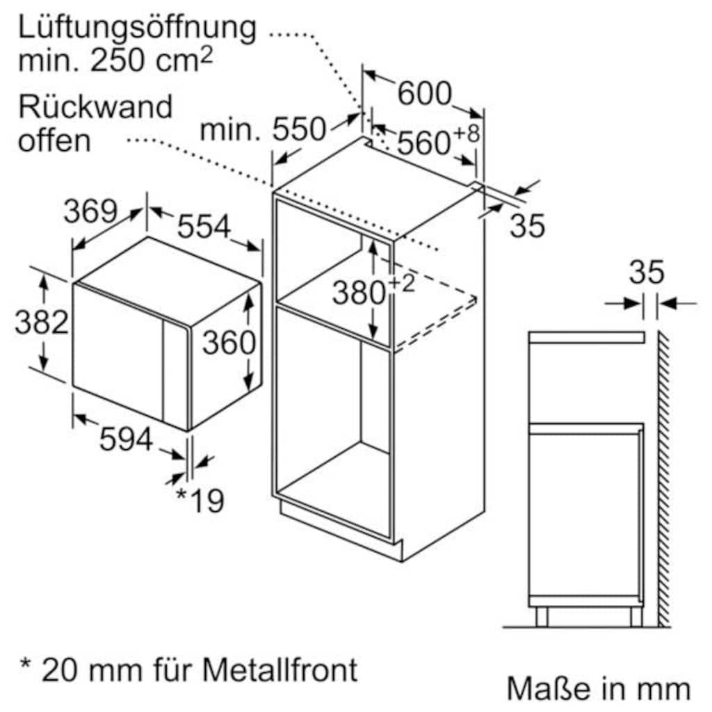 SIEMENS Einbau-Mikrowelle »BE555LMS0«, Mikrowelle, 900 W