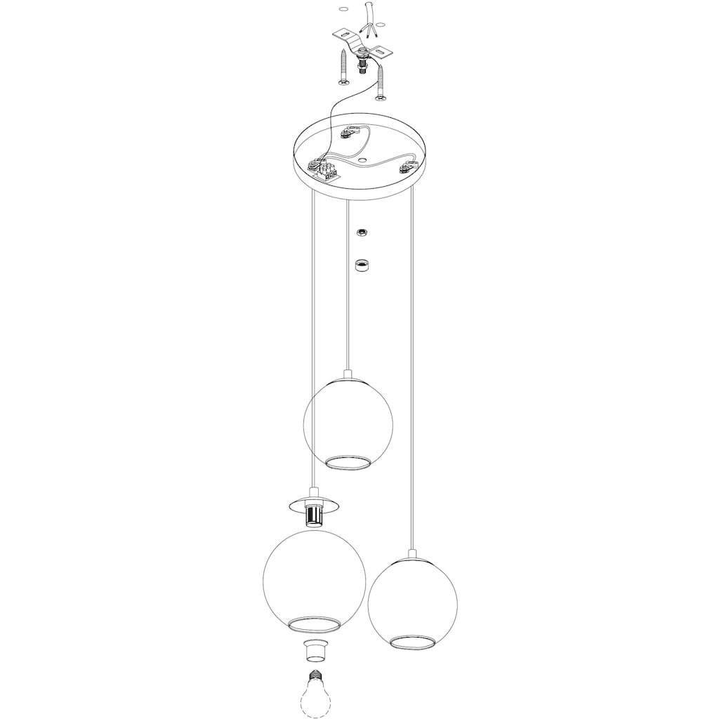 EGLO Pendelleuchte »ARISCANI«, 3 flammig-flammig, Pendelleuchte Esstisch, Hängeleuchte, Rauchglas schwarz, E27, 76,5 cm