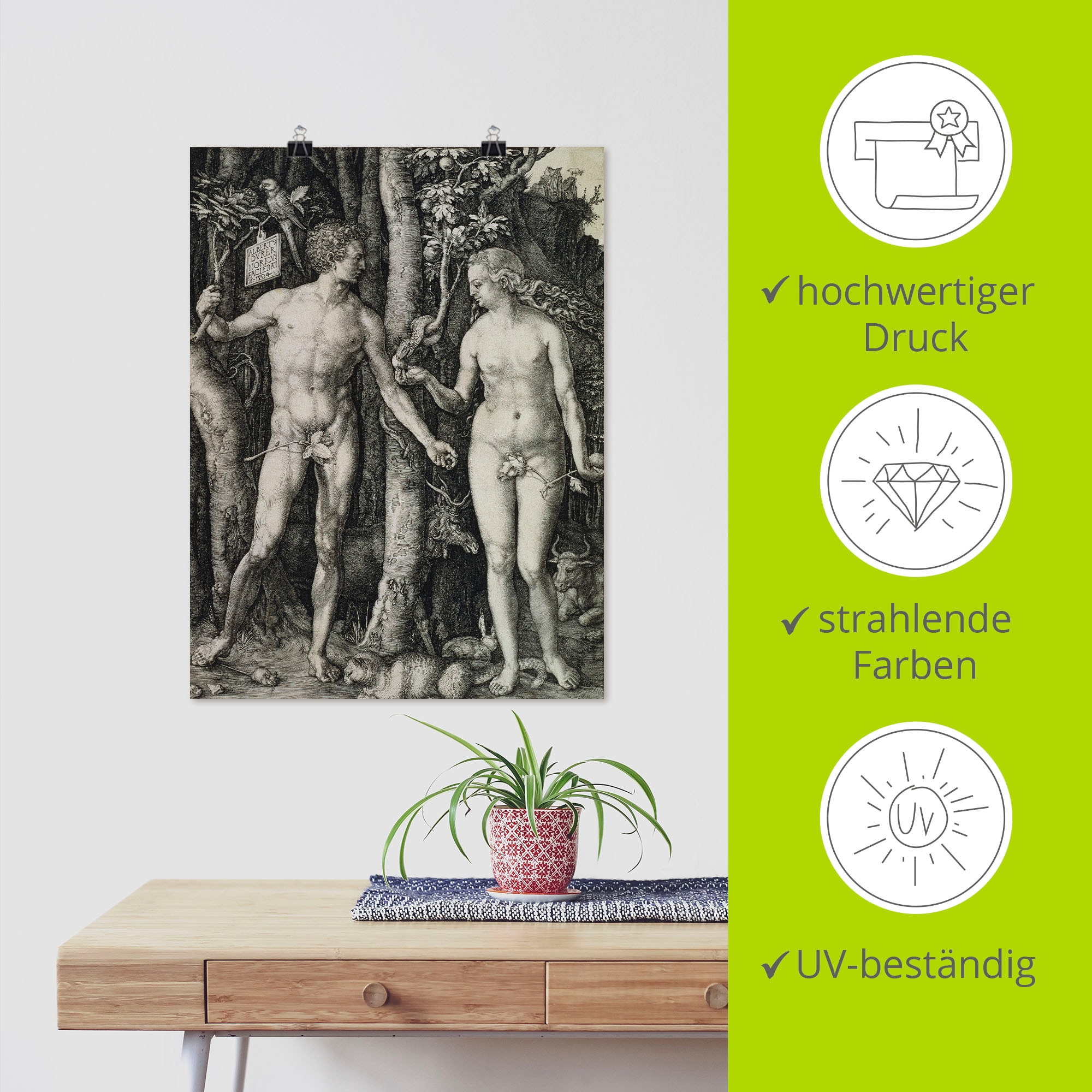 Artland Wandbild »Adam und Eva. 1504«, Religion, (1 St.), als Leinwandbild, Poster in verschied. Größen