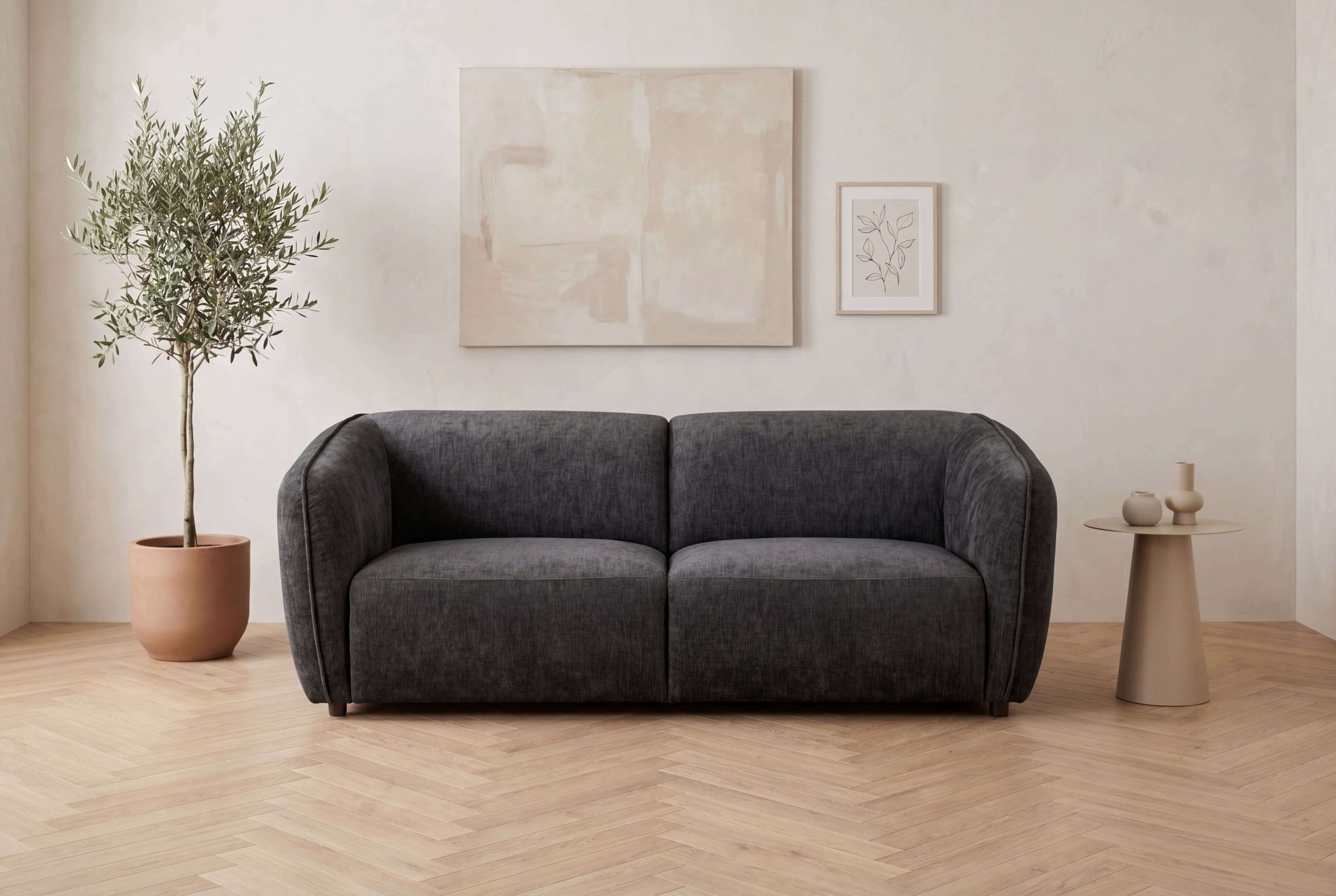 Home affaire 3-Sitzer »OSTRUP, Naturtöne, Boucle oder Chenille« Breite 221 cm, organische Form mit sanften Rundungen