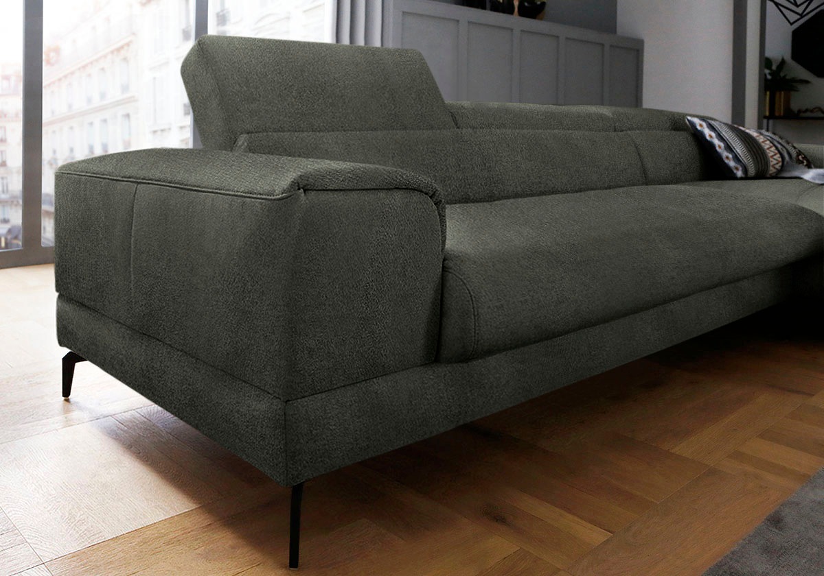 W.SCHILLIG Ecksofa »piedroo, Designsofa mit tollem Sitzkomfort, bequem, L-Form«, Kopfteilverstellung, wahlweise mit Sitztiefenverstellung, Breite 343cm