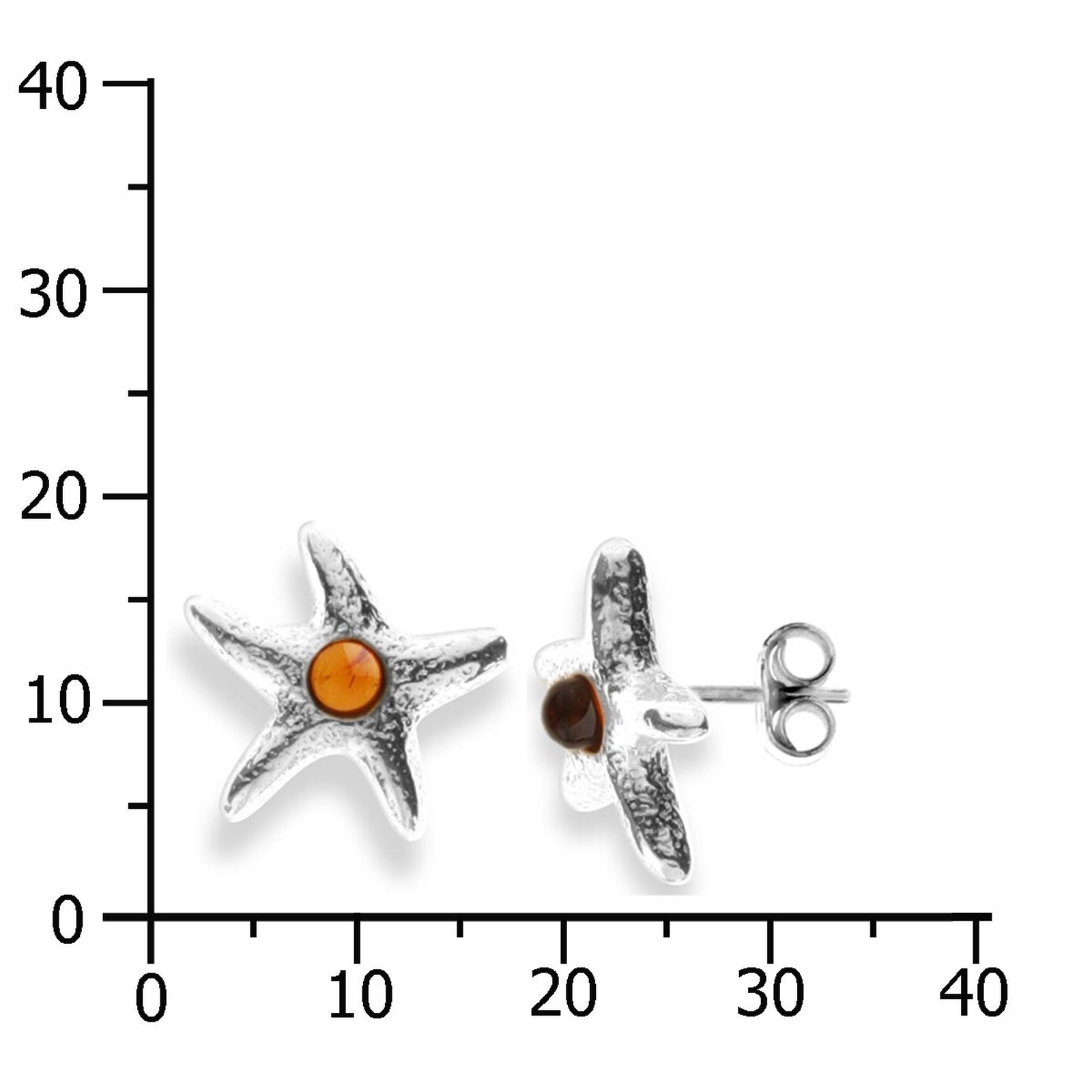 OSTSEE-SCHMUCK Paar Ohrstecker »- Seestern - Silber 925/000 - Bernstein«