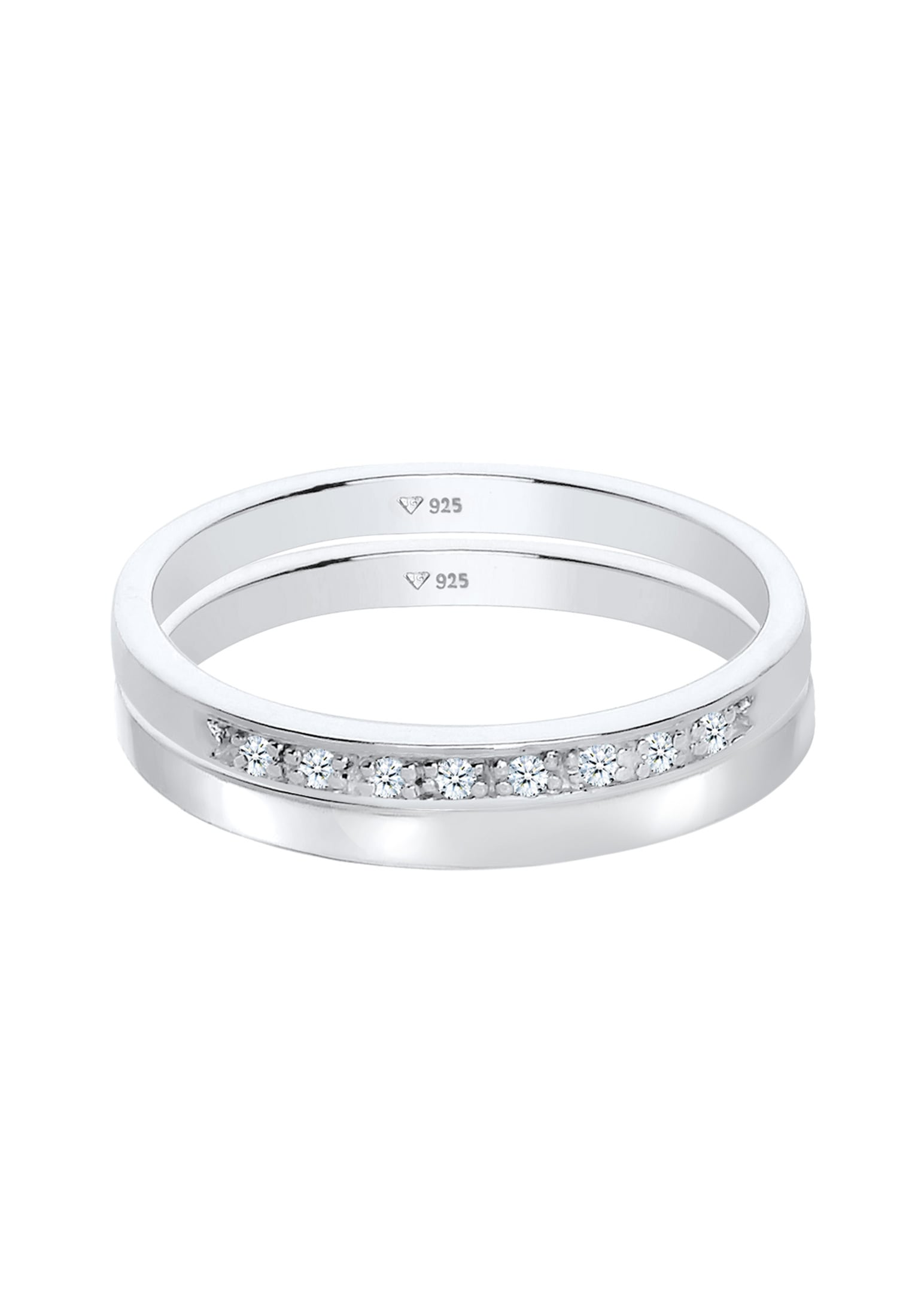 Elli DIAMONDS Ring-Set »Ring Basic Memoire Diamant Stapel Ring-Set 925 Silber«