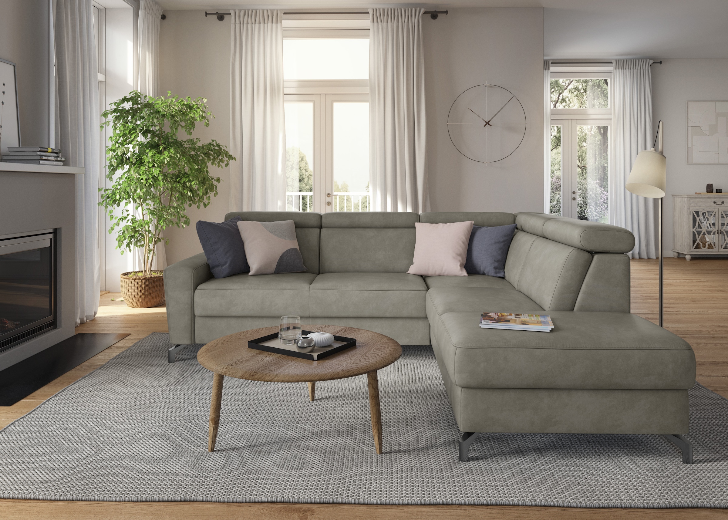 sit&more Ecksofa »Scarlett L-Form«, inklusive Kopfteilverstellung, wahlweise mit Bettfunktion, Bettkasten