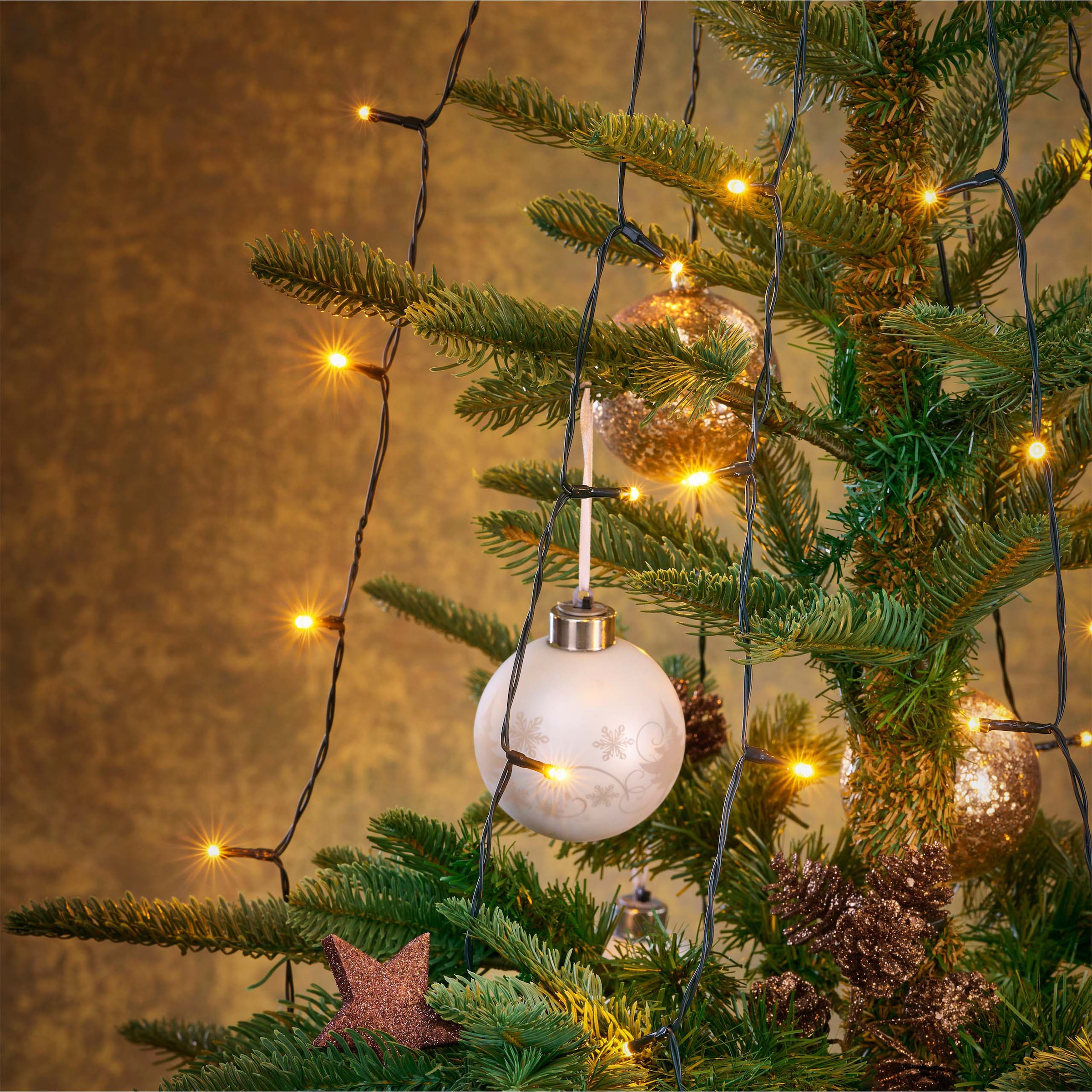 OTTO home LED-Baummantel »Baumvorhang in unterschiedlichen Längen, Timer (6/18h), Outdoor Indoor« Lichterkette, warmweiß, Blink-/ Timer- u. Memoryfunktion, 5m Zuleitung