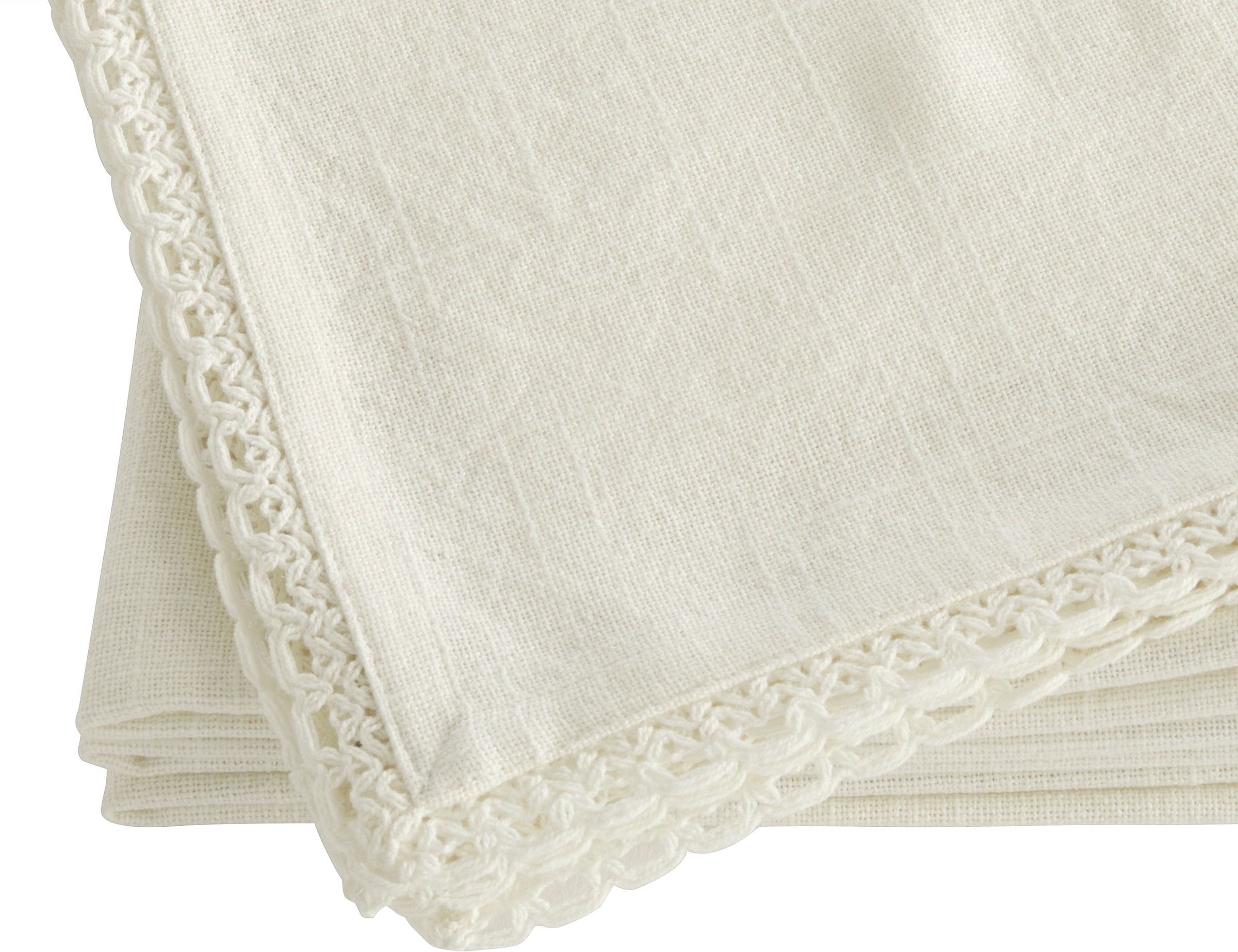 OTTO home Stoffserviette »Elyna«, (4 St.), uni, mit schöner Spitze, weiche Haptik, 45x45 cm, Leinenoptik