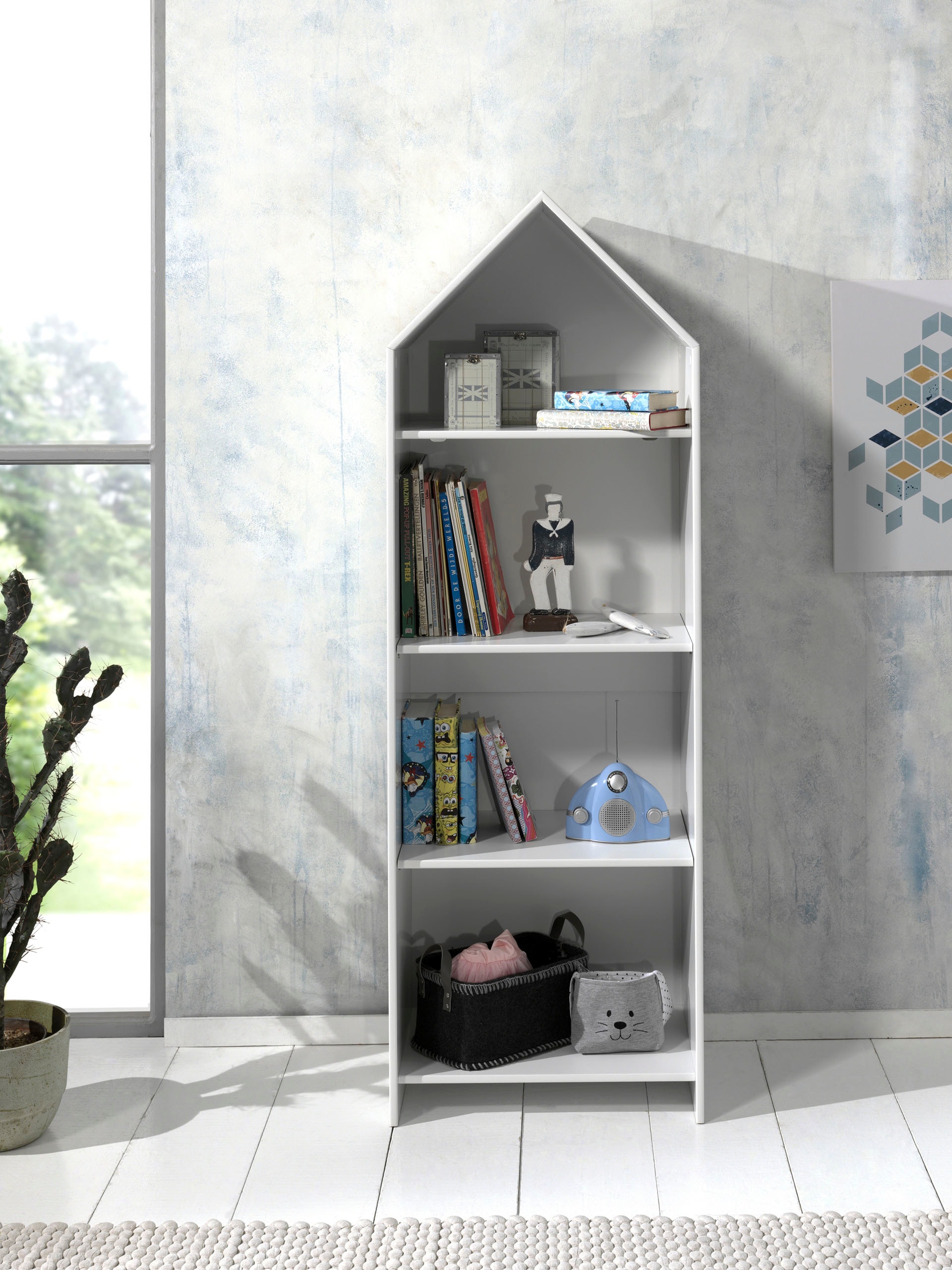 Vipack Kinderregal »Casami, Regalschrank mit 3 Böden und viel Stauraum«, (B/H/T ca. 57,6x171,3x37cm, universell einsetzbar, TOP modern), aus hochwertigem MDF, weiß lackiert