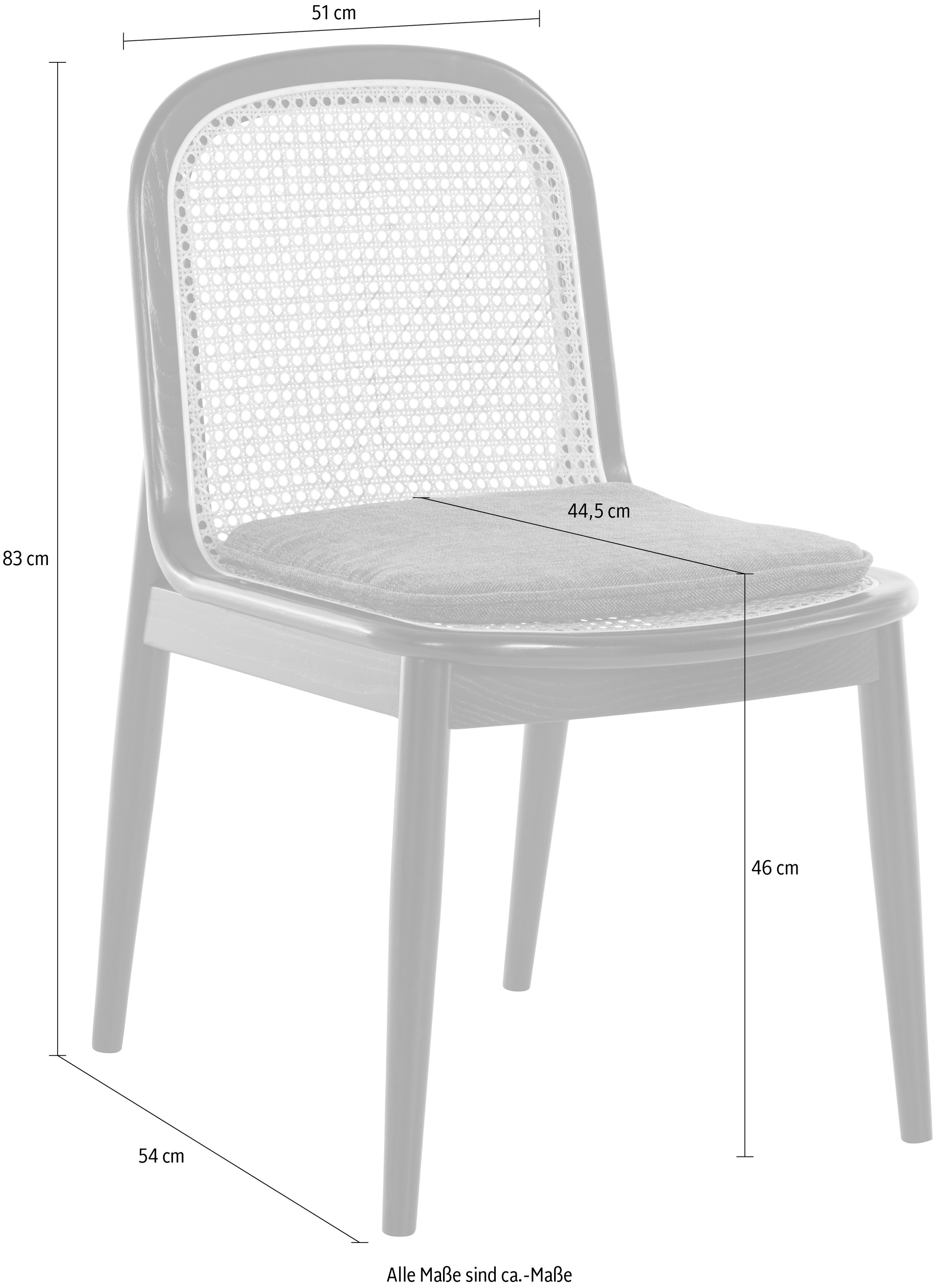 LeGer Home by Lena Gercke Esszimmerstuhl »Mavie«, (Set), 2er-Set, Massivholz mit Rattaneinsatz, inkl. Sitzkissen