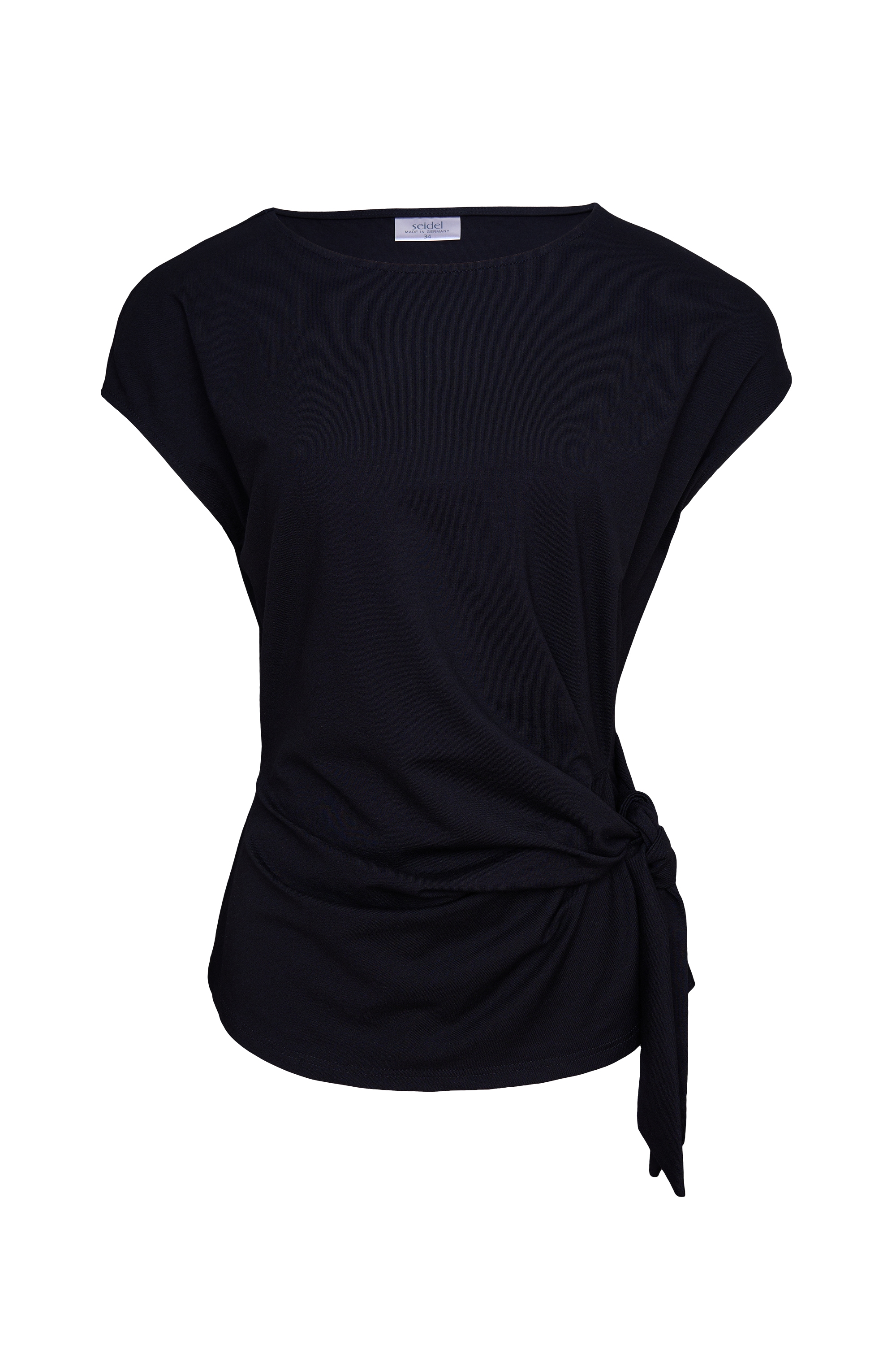 Seidel Moden Kurzarmshirt Rundhals-Shirt mit Knoten-Detail an der Seite - MADE IN GERMANY