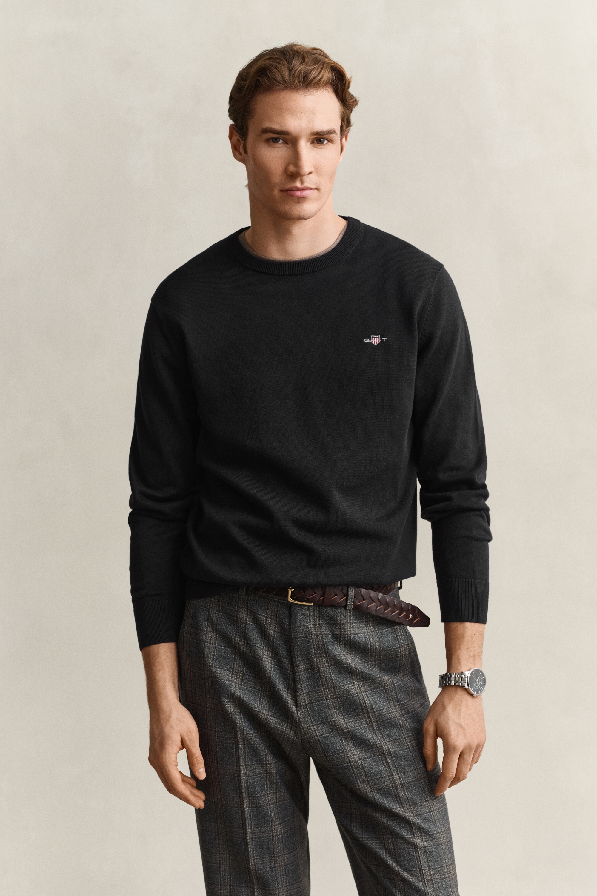 Gant Rundhalspullover »CLASSIC COTTON« Regular fit mit Rundhalsausschnitt