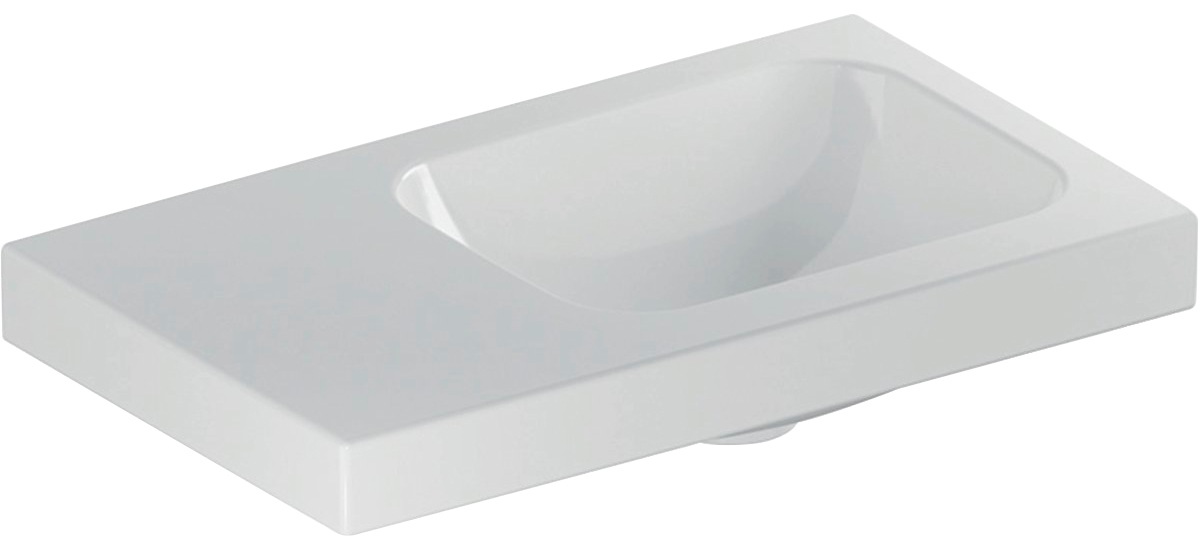 GEBERIT Waschbecken »Icon Light«, (1 St.), 53x31cm Ablg./o. Hl. li, ohne ÜL, weiß, Ohne KeraTect Beschichtung