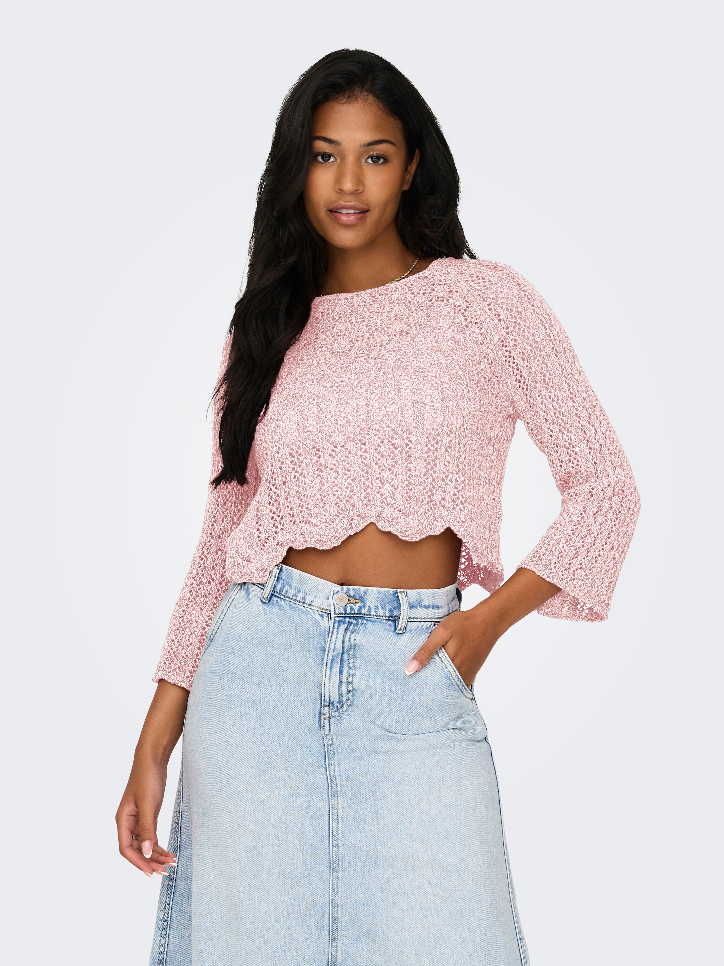 ONLY Rundhalspullover »ONLNOLA LIFE 3/4 PULLOVER KNT NOOS«