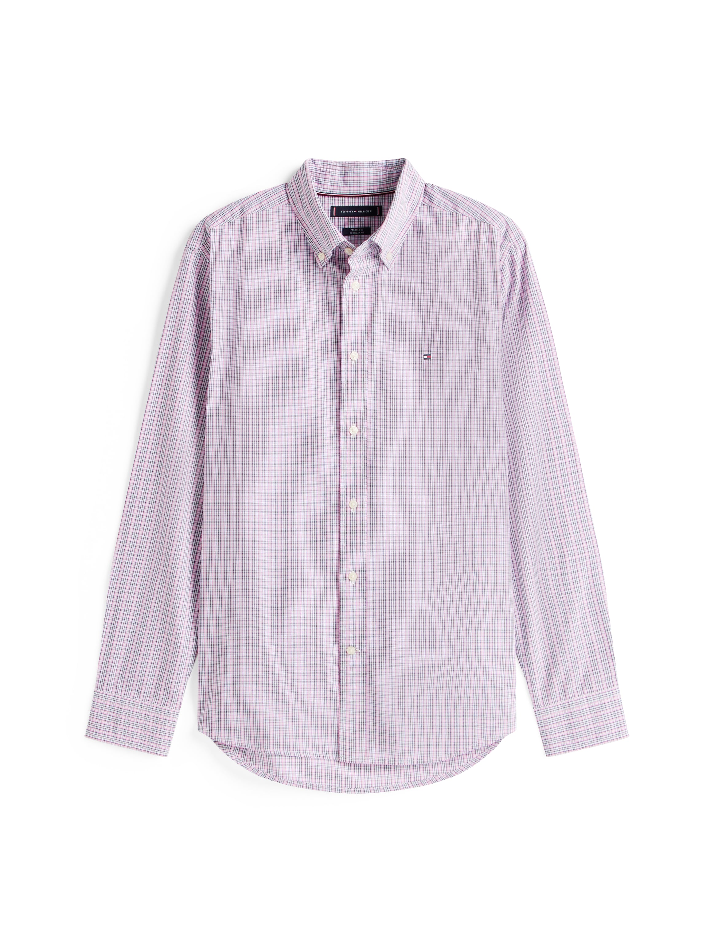 Tommy Hilfiger Langarmhemd »FLEX POPLIN SMALL TARTAN SHIRT«, regular fit, kleinkariert, Button-down-Kragen