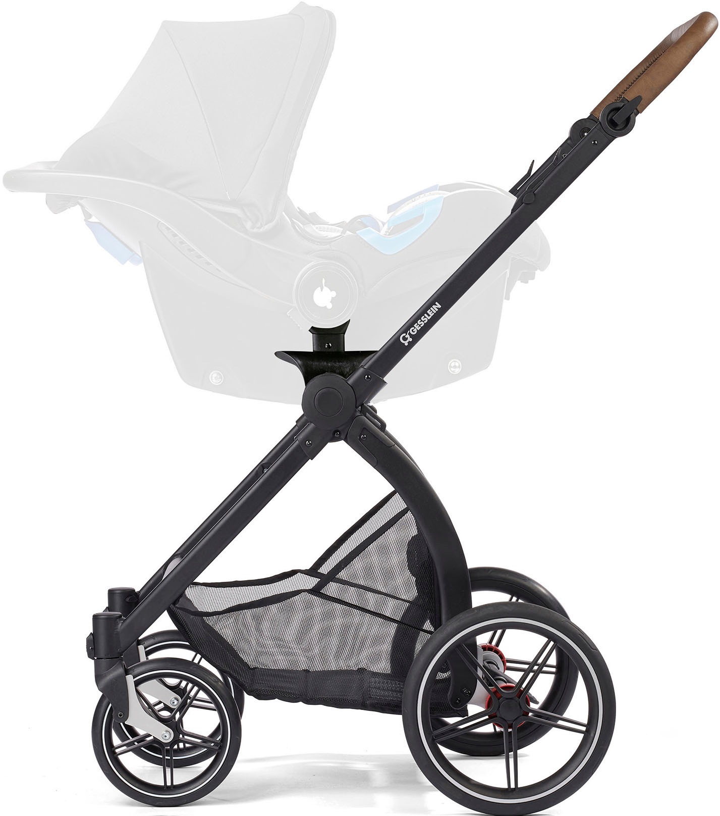 Gesslein Kombi-Kinderwagen »FX4 Soft+ mit Aufsatz Life, schwarz/cognac, dark olive«, mit Babywanne C3 und Babyschalenadapter