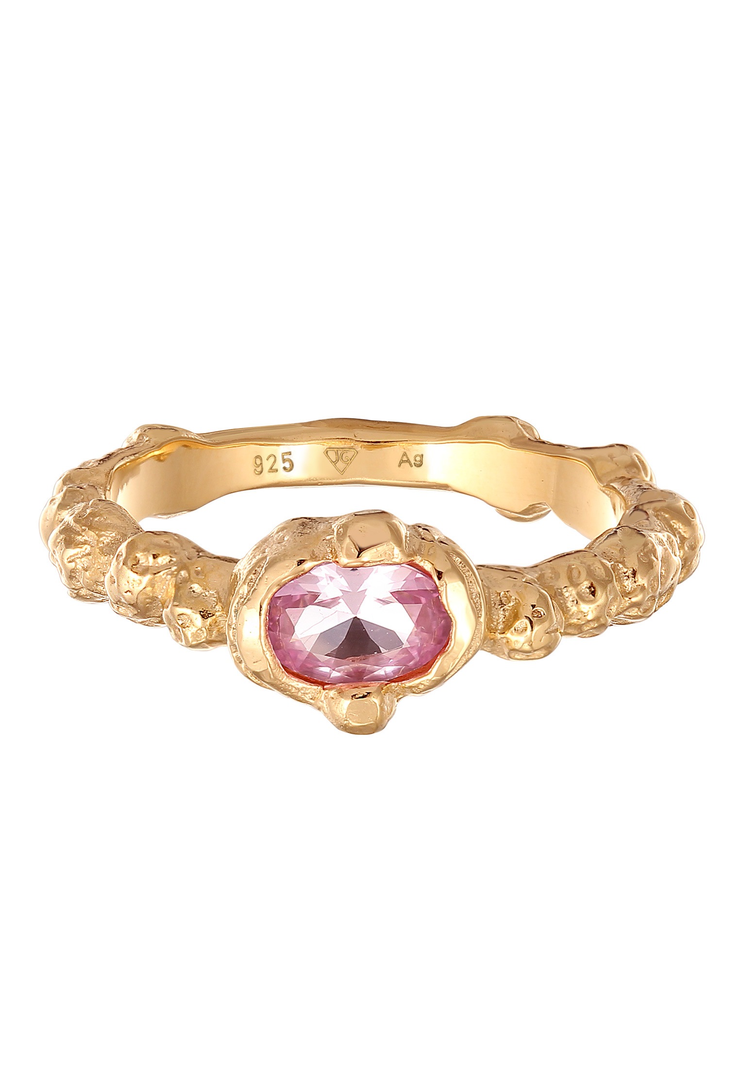 HAZE & GLORY Fingerring »Ring Synthetischer Saphir Pink 925 Sterling Silber vergoldet«
