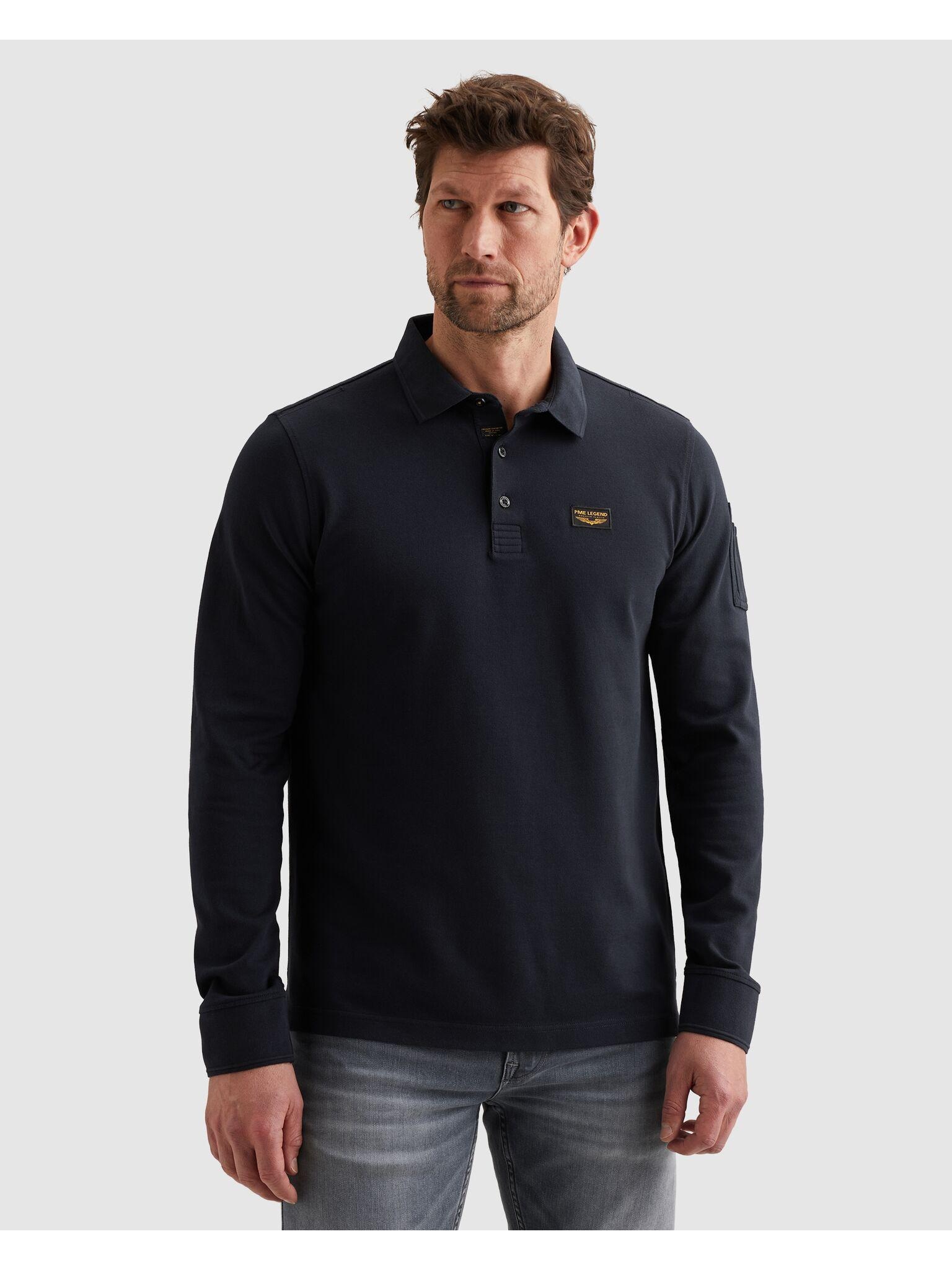 PME LEGEND Langarm-Poloshirt mit Logo Stickerei