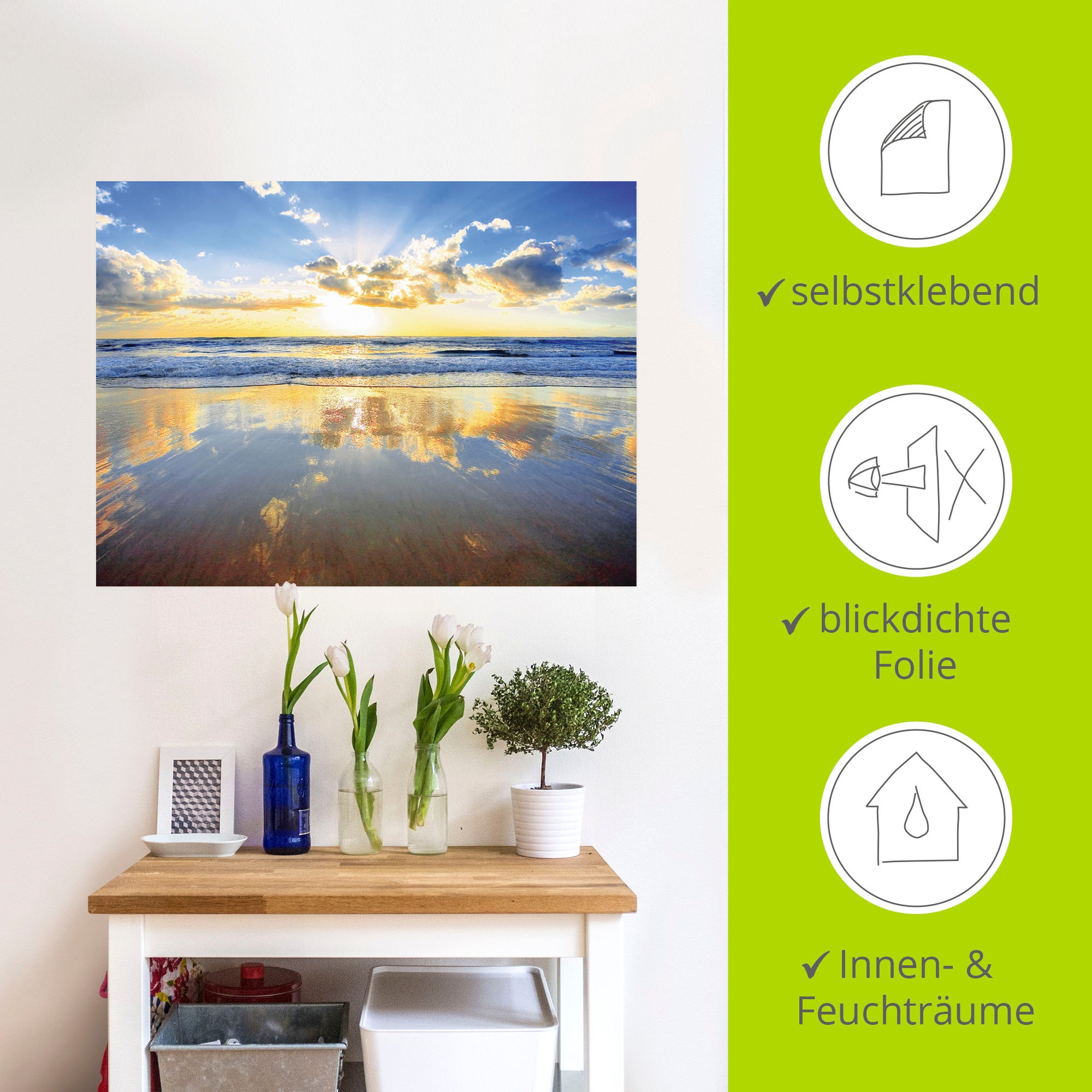 Artland Wandbild »Sonnenaufgang über dem Ozean«, Himmel, (1 St.), als Alubild, Outdoorbild, Leinwandbild, Poster, Wandaufkleber