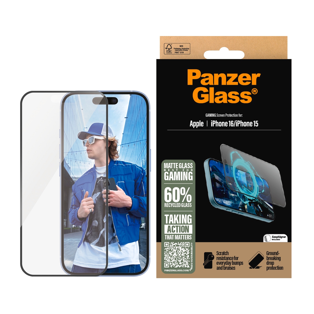 PanzerGlass Displayschutzglas »Gaming Screen Protection«, für Apple iPhone 16-Apple iPhone 15,...