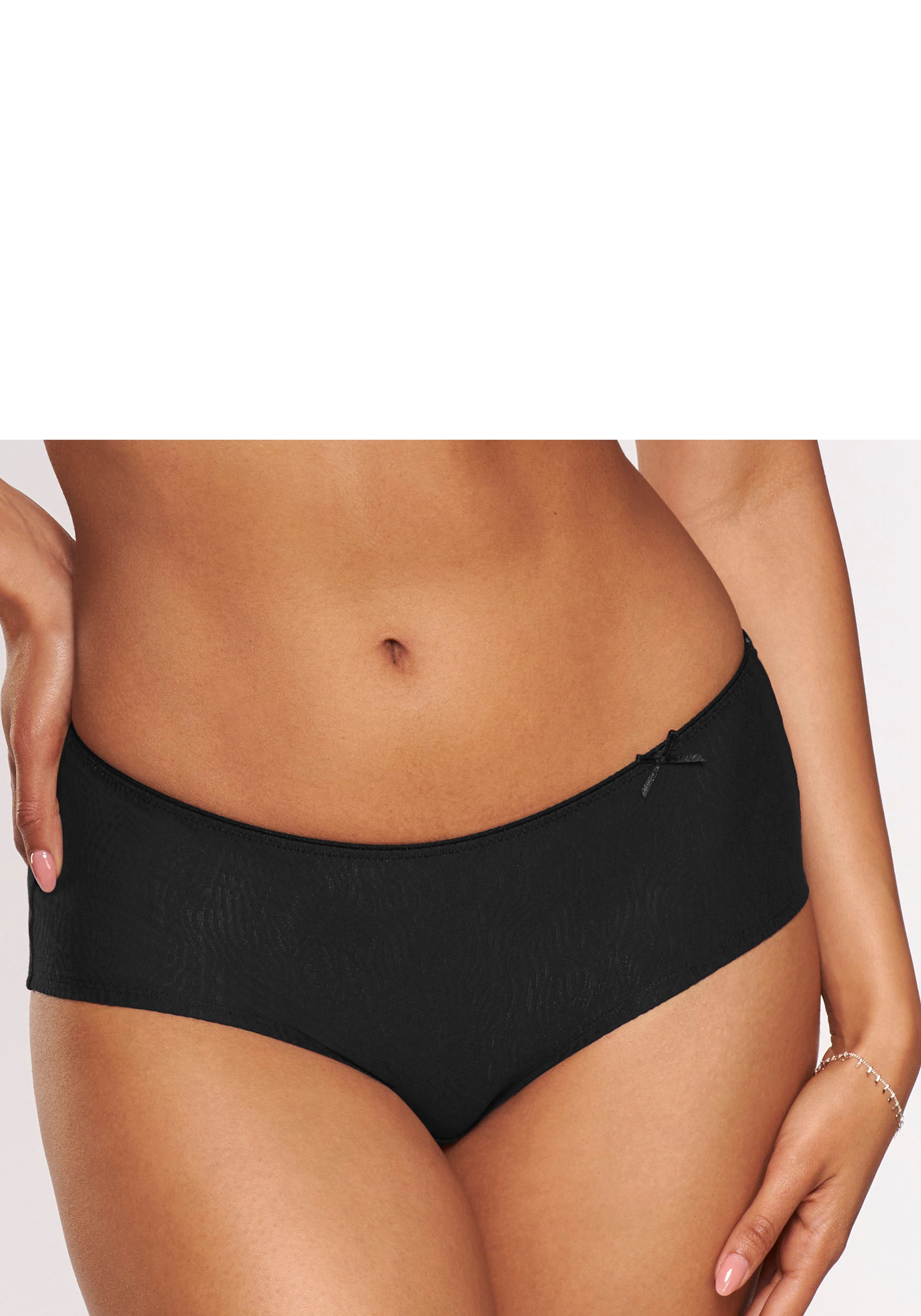 Nuance Panty aus gemustertem Jacquard mit feiner Zierschleife in schwarz, Größe 44/46