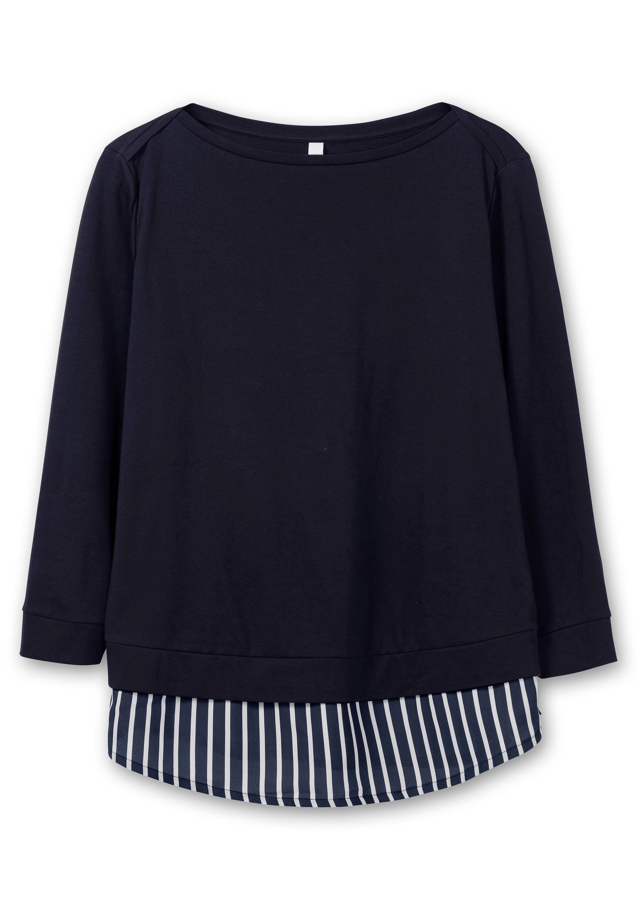 Sheego Langarmshirt »Langarmshirt mit Ansatz aus Blusenstoff«, mit Ansatz aus Blusenstoff