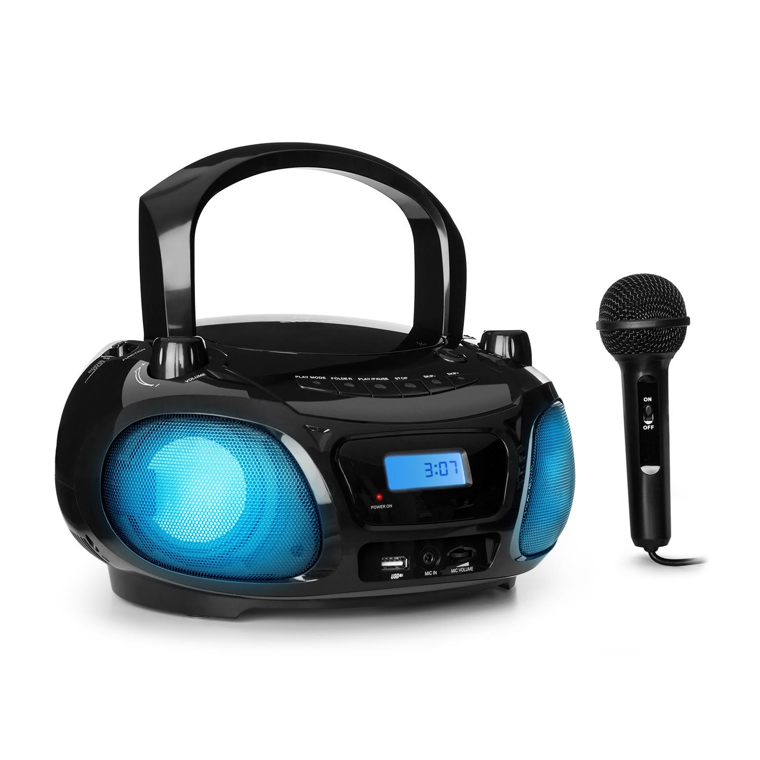 Auna Sing CD Boombox UKW-Radio Lichtshow CD-Player Mikrofon