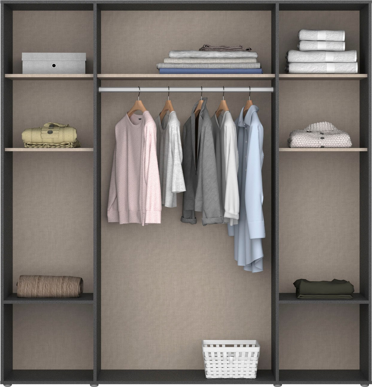 rauch Drehtürenschrank »Voyager, Kleiderschrank mit Außenschubkästen, Garderobe«, (in 3 verschiedenen Ausstattungen BASIC/CLASSIC/PREMIUM), Made in Germany