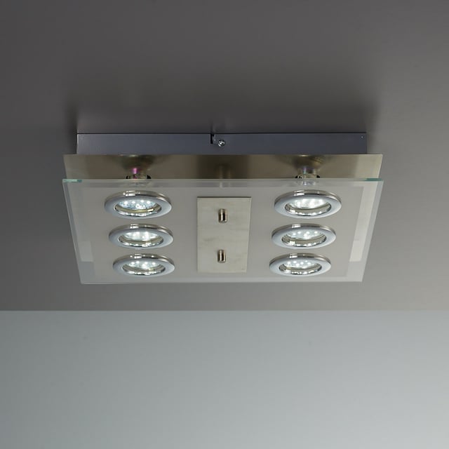 B.K.Licht LED Deckenleuchte »Dorado«, 6 flammig-flammig, LED Deckenlampe  Schlafzimmer Metall Glas eckig inkl. 3W 250lm GU10 online bei OTTO