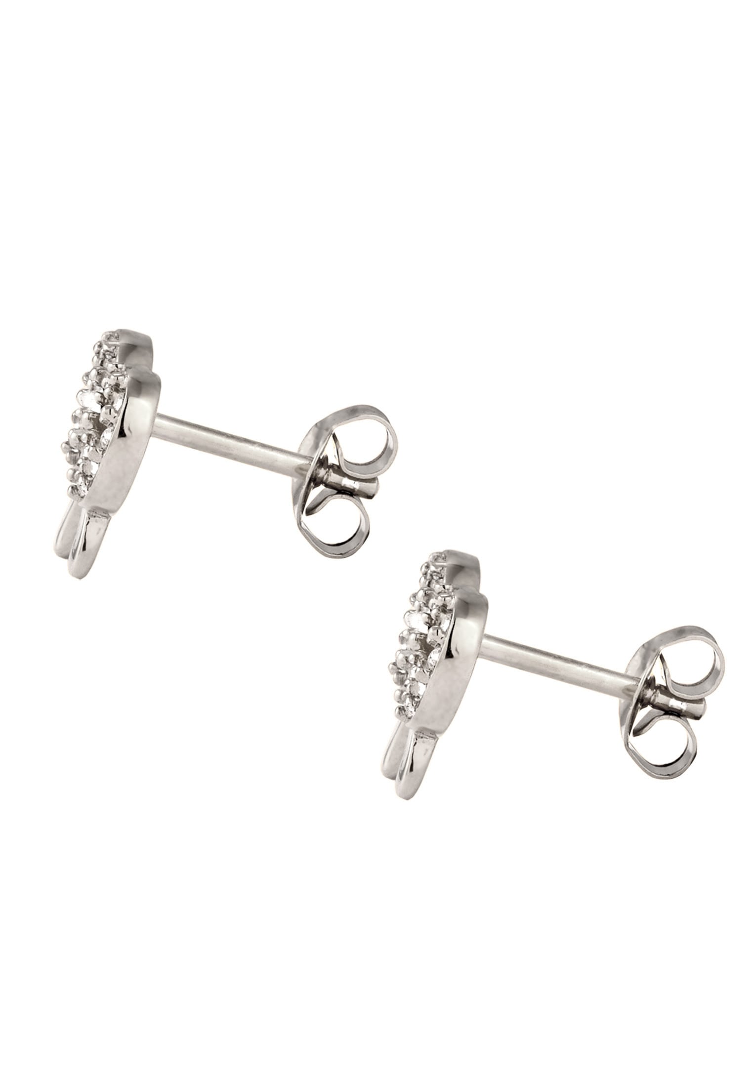 Elli Paar Ohrstecker »Ohrringe Ohrstecker Schleife Glas Kristalle Weiß 925 Sterling Silber vergoldet«
