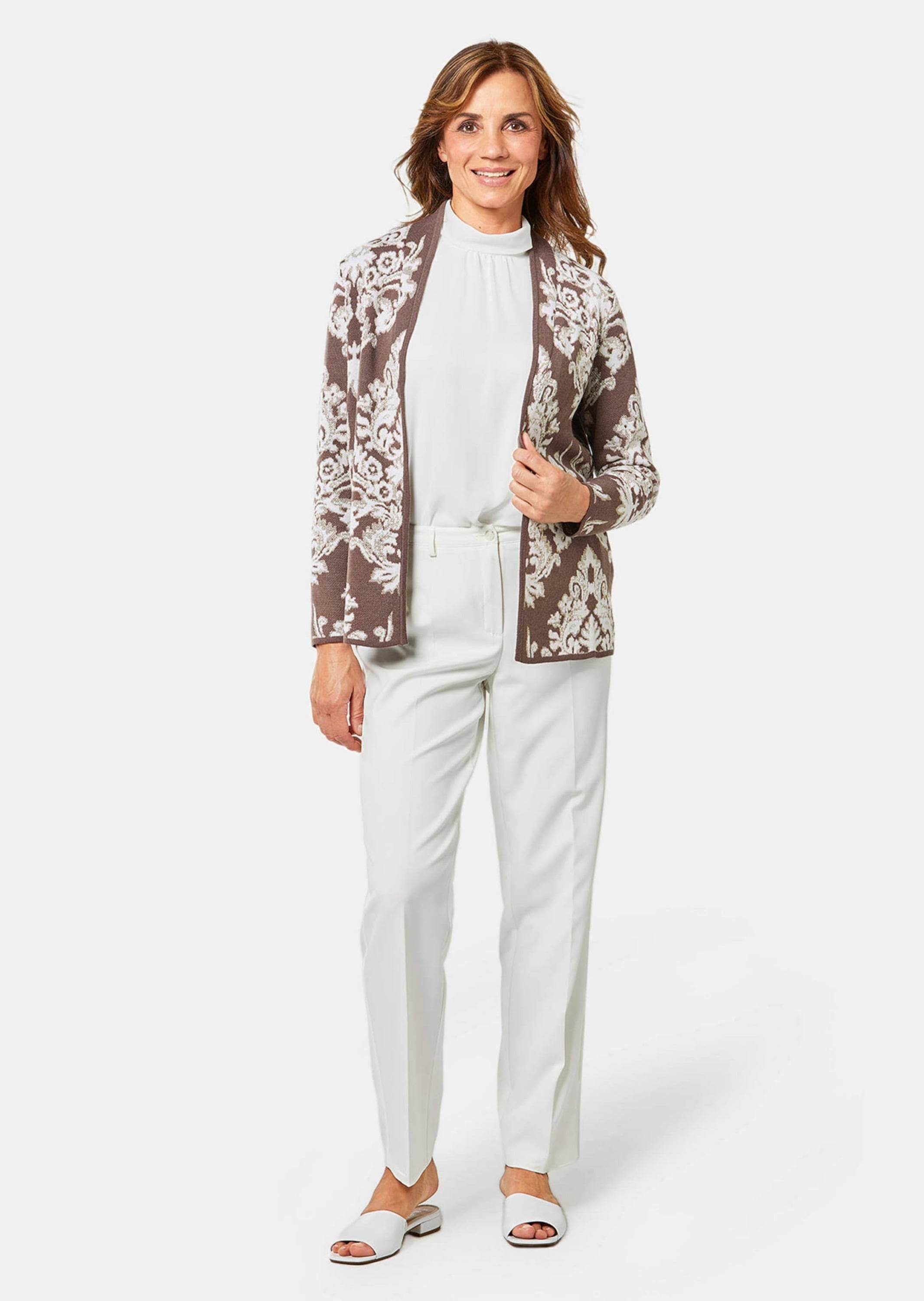 GOLDNER Strickjacke »Jacquard-Strickjacke mit Glanzgarnen«
