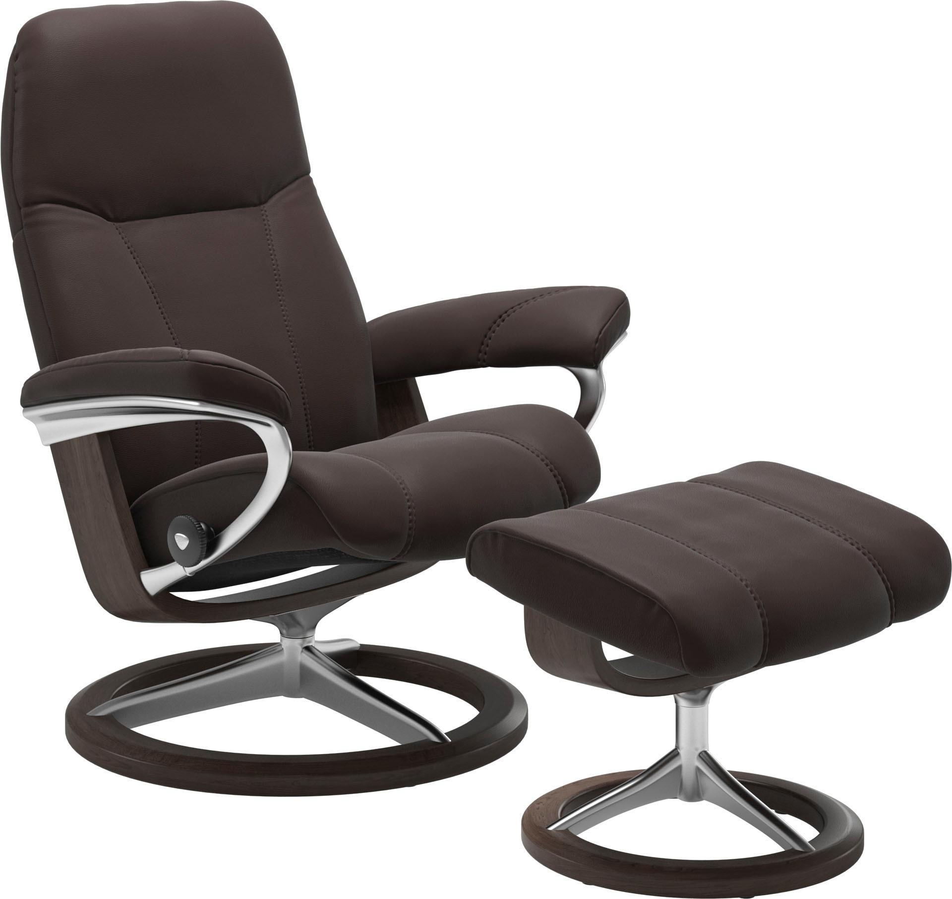 Stressless® Relaxsessel »Consul«, (Set, Relaxsessel mit Hocker), mit Hocker, mit Signature Base, Größe S, Gestell Wenge