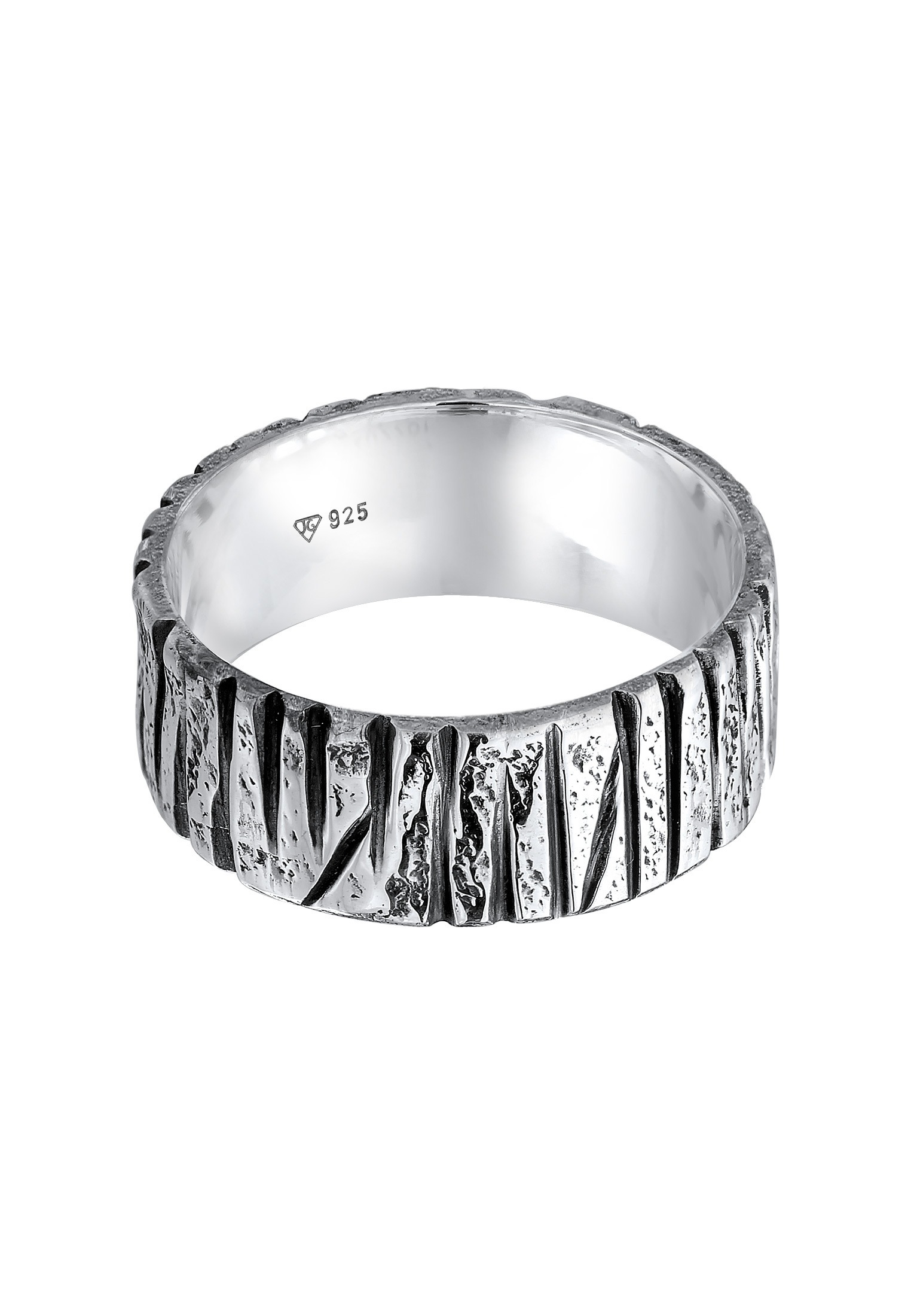 Kuzzoi Silberring »Ring Bandring Breit Struktur Gehämmert 925 Silber«