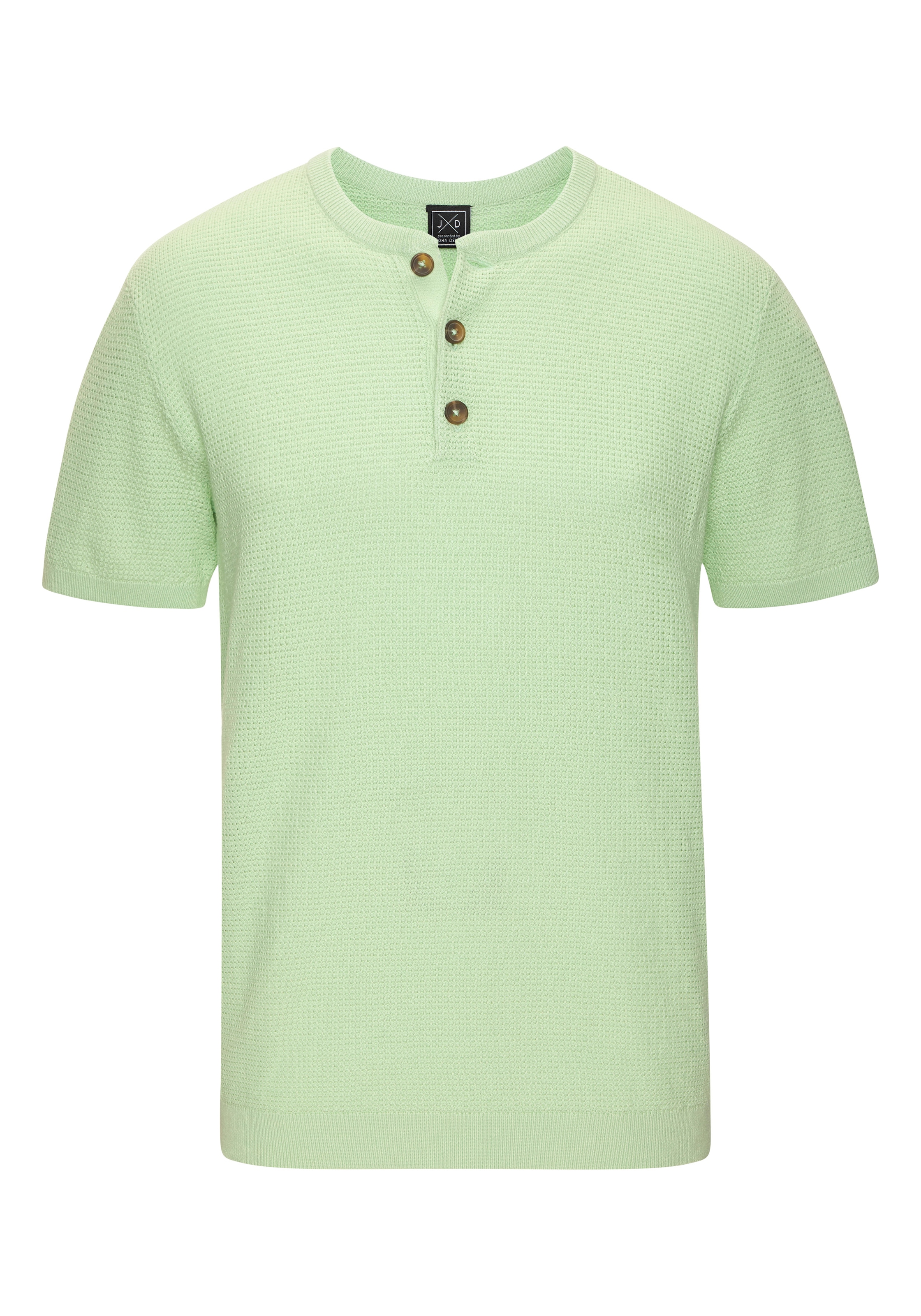John Devin Henleyshirt »- sommerliches Strickshirt mit modischem Rundhals« Kleine Knopfleiste mit kontrastfarbenen Knöpfen
