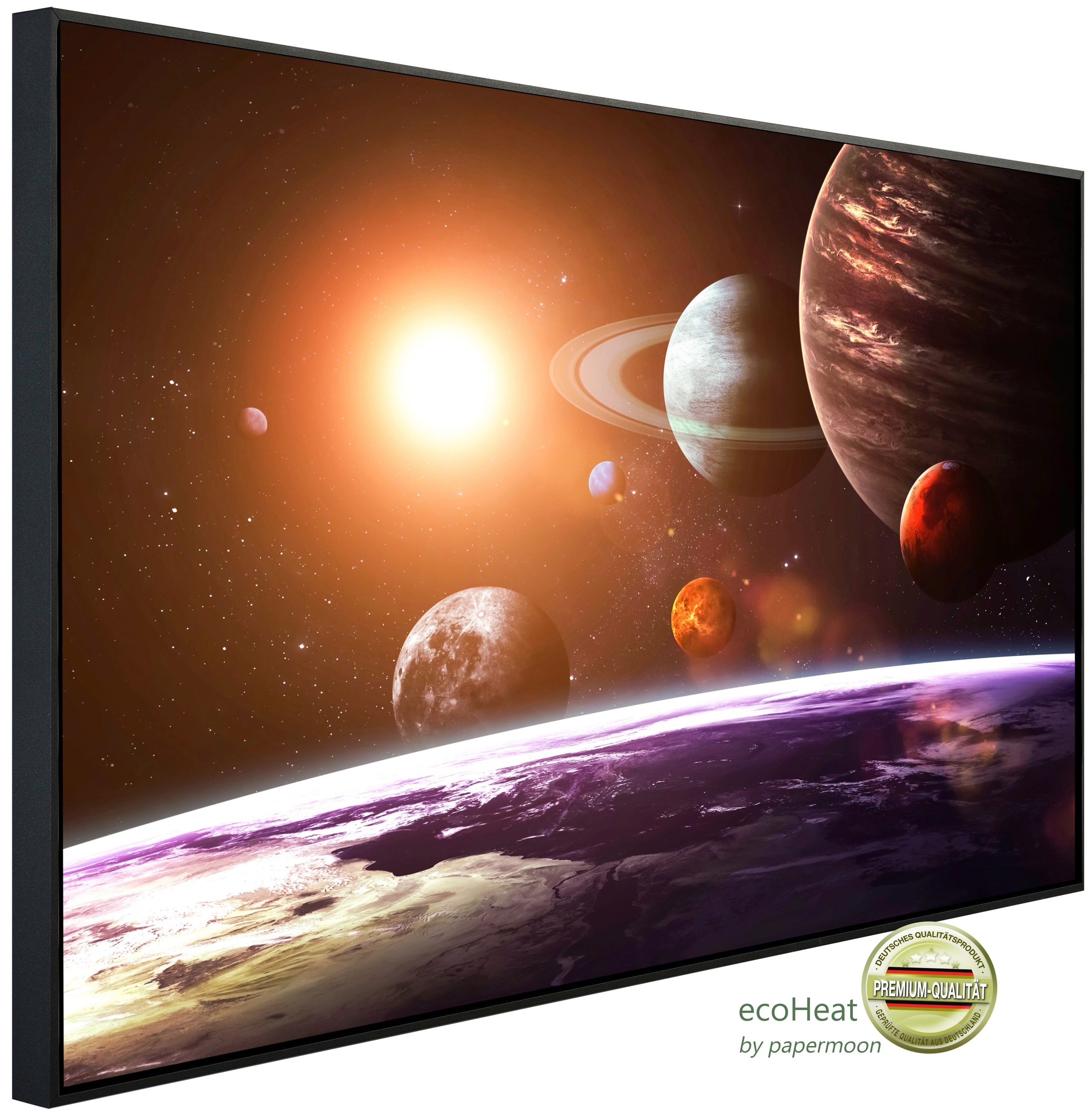 Papermoon Infrarotheizung »EcoHeat - Solar System«, Aluminium, 1200 W, 60x120 cm, mit Rahmen, energiesparendes Heizen für angenehme, gesunde und gleichmäßige Wärme